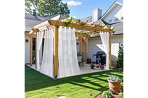 NICETOWN 2 Panels Outdoor Curtains – Waterproof Outdoor Sheer Texture Patio Curtains