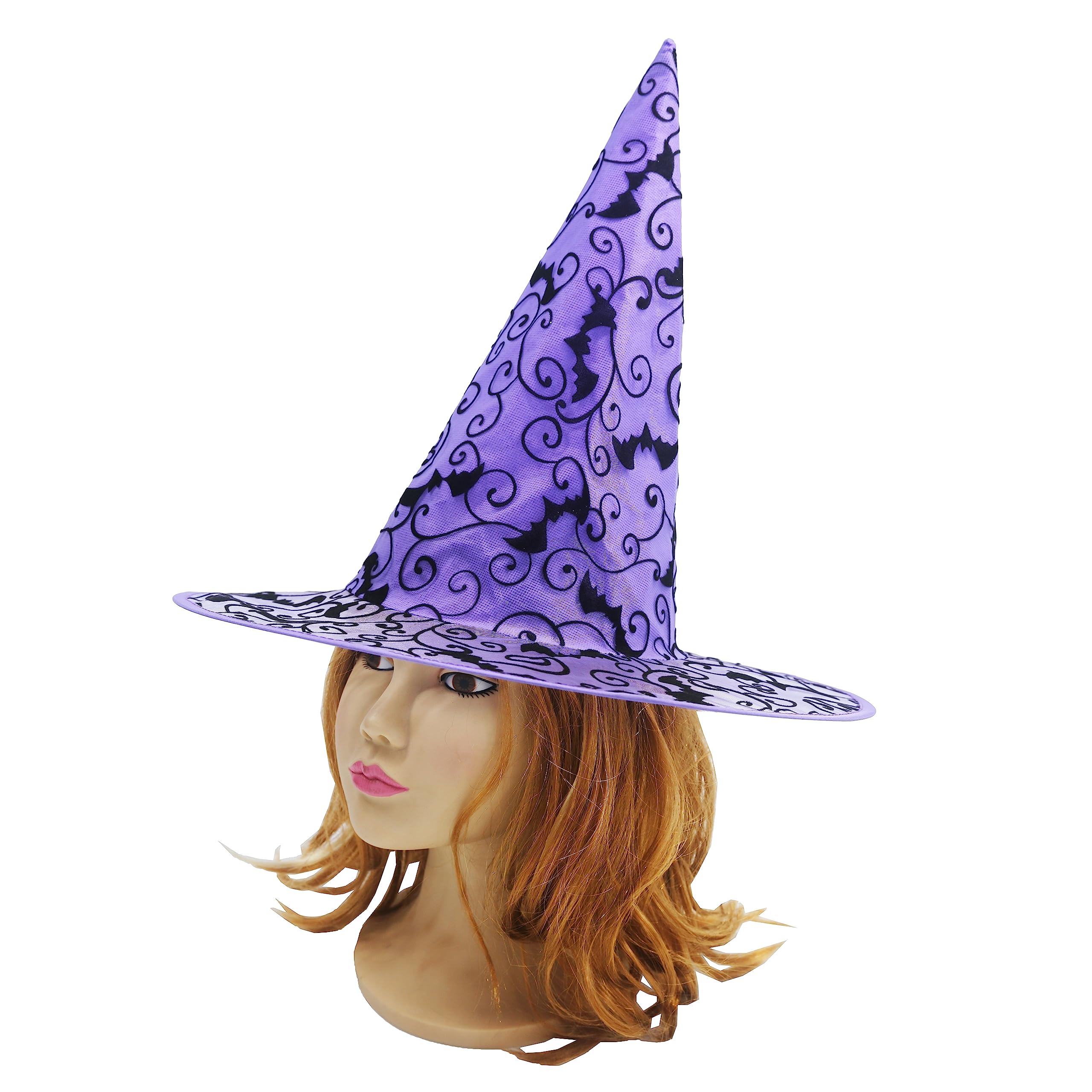 Hooin Halloween Witches Hat - Halloween Spiderweb Witch/Wizard Party Hats. Pack of 2 (Black & Purple) - Image 3