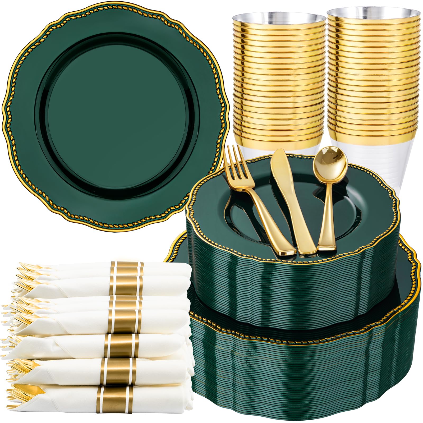 Ivory Gold Plates for Weddings & Parties -19