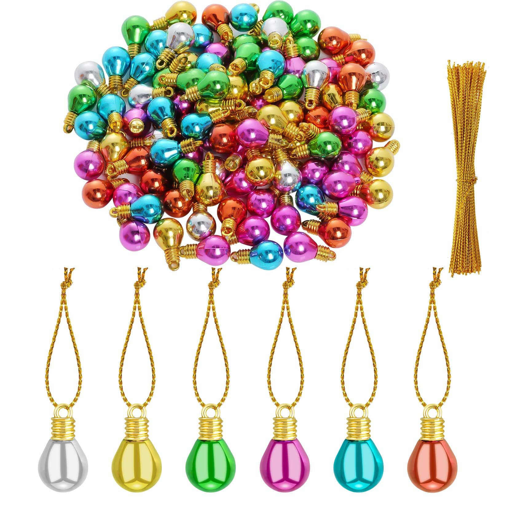 100 Piezas Mini Bolas de Navidad, Bolas Navideñas Adornos, Colgantes de Bolas Navideñas, Colores Bolas de Navidad, Mini Adornos Colgantes para Árboles de Navidad (1, Redonda)