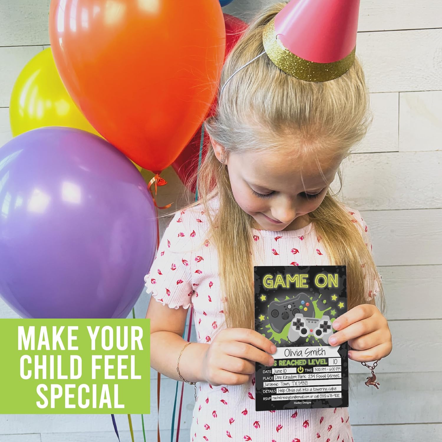 Hadley Designs Kids Birthday Invitations For Boys Video Game - 30 Gaming Birthday Party Invitations For Boys, Level Up Game Invites For Boy, Gamer Party Supplies, Designed In USA