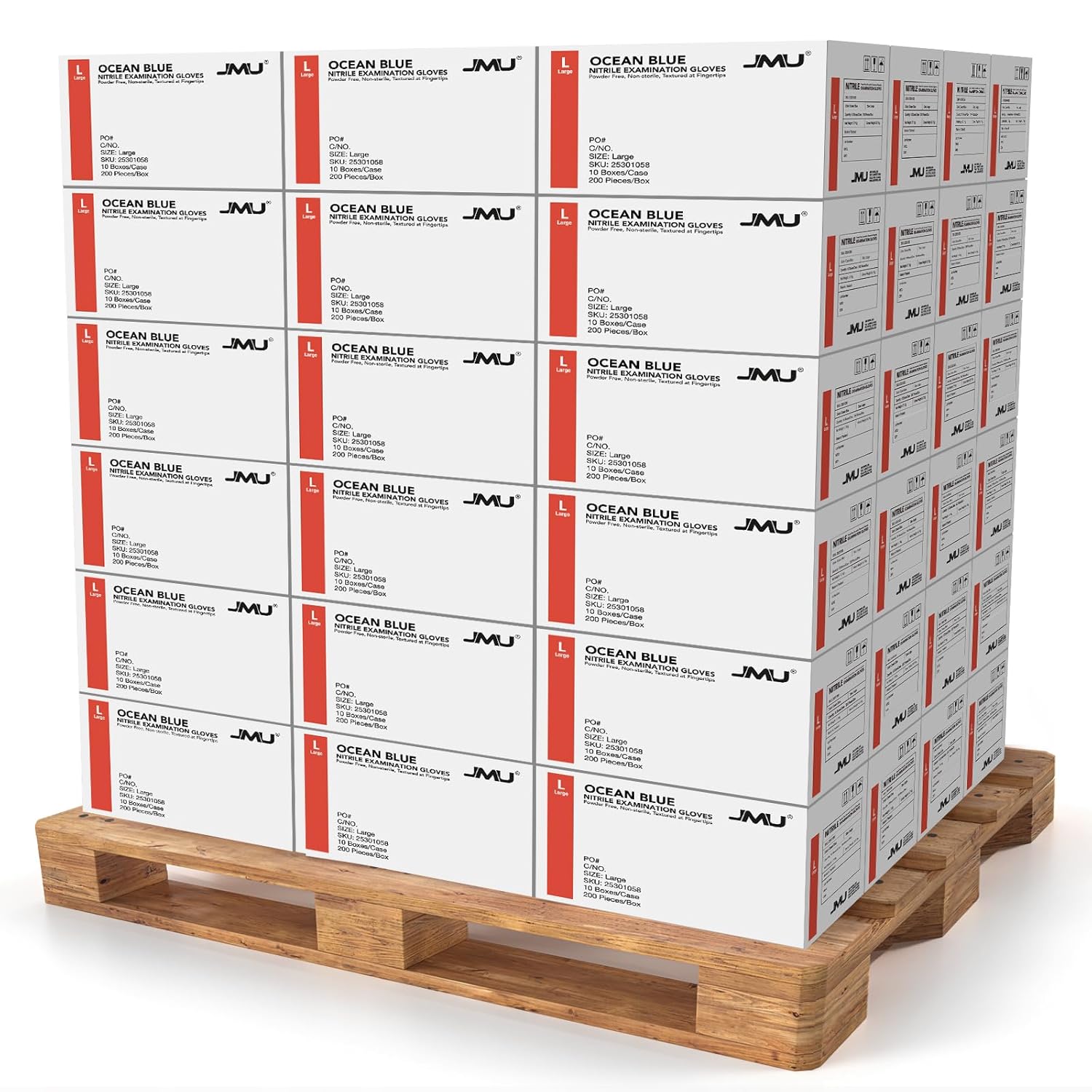 JMU Nitrile Exam Gloves Pallet of Size Medium Disposable Nitrile Gloves Multi-Purpose Use 720 Boxes Box of 200