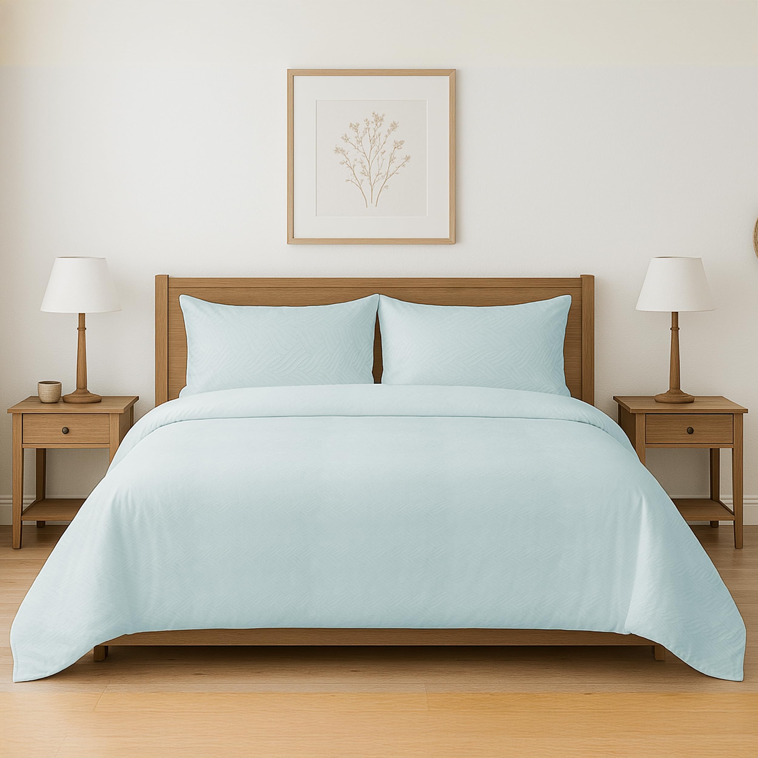 Colcha Boutis para Primavera y Verano Bicolor Reversible Liso de Color Beig + 2 Funda Cojin 50x70 cm - Colcha Ligera Fina Entretiempo (Cama 135, 220x260cm) — view 37