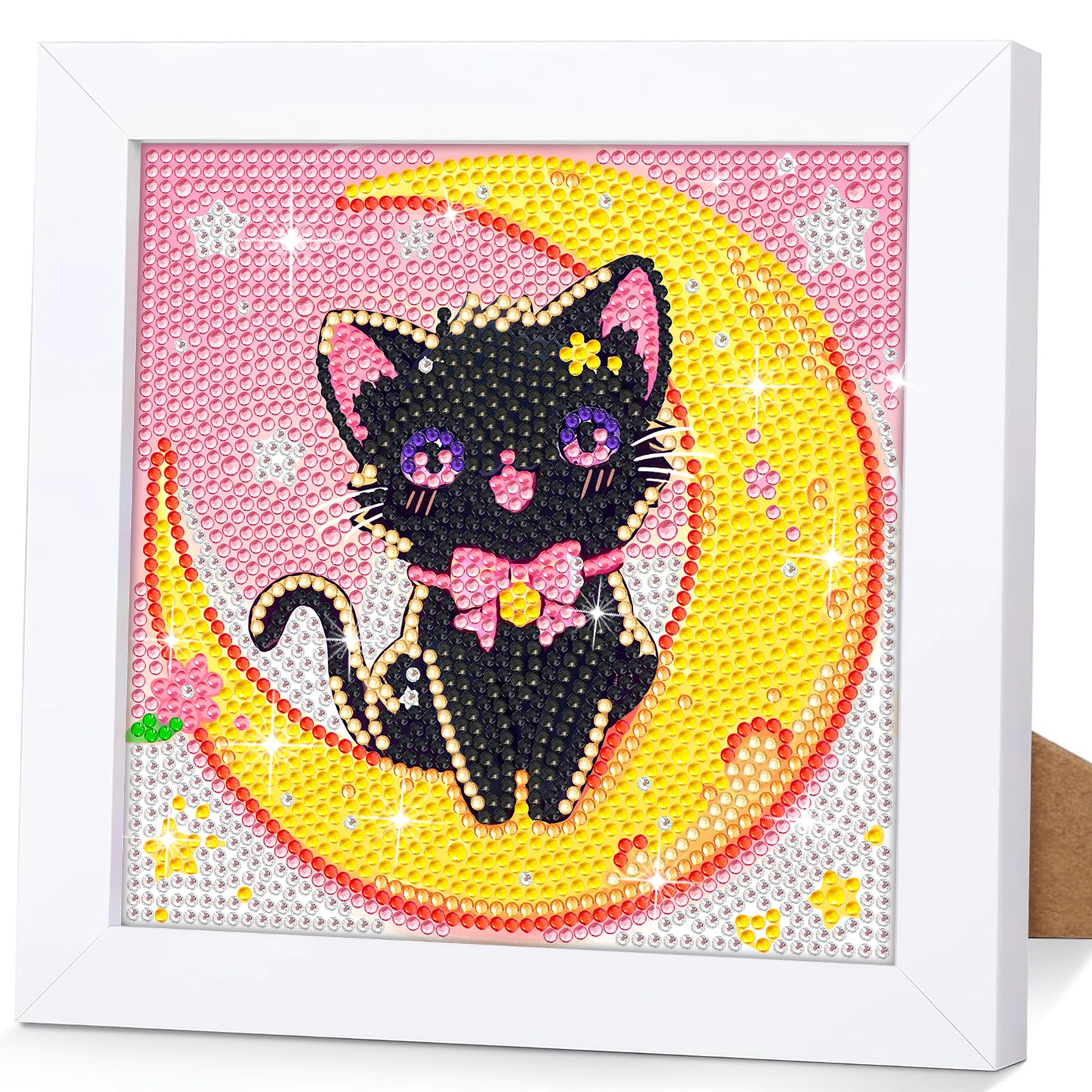 jieyisier Diamond Painting Katze mit Rahmen,5D Diamond Paint