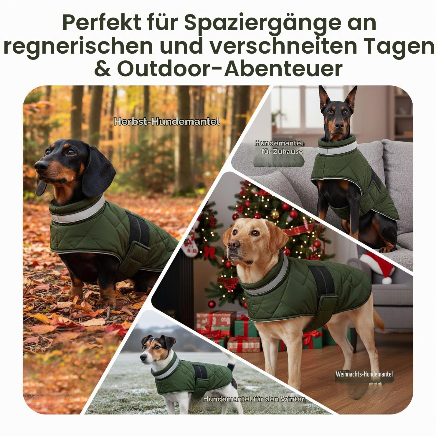 ASENKU Hundemantel Winter XL – Wasserdicht & Winddicht für Grosse Hunde | Fleecegefüttert, Reflektoren, verstellbarer Riemen. Warm Hundejacke für Border Collie, Boxer winterliche Spaziergänge