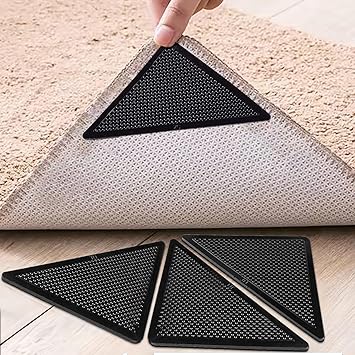 Muddy Mat Heavy Duty Non-Slip Reusable Rug Corner Pads - Double-Sided Adhesive Pad for Corners and Sides on Hardwood Floors, Area Rugs - Keep Your Rug in Place Pack of 4