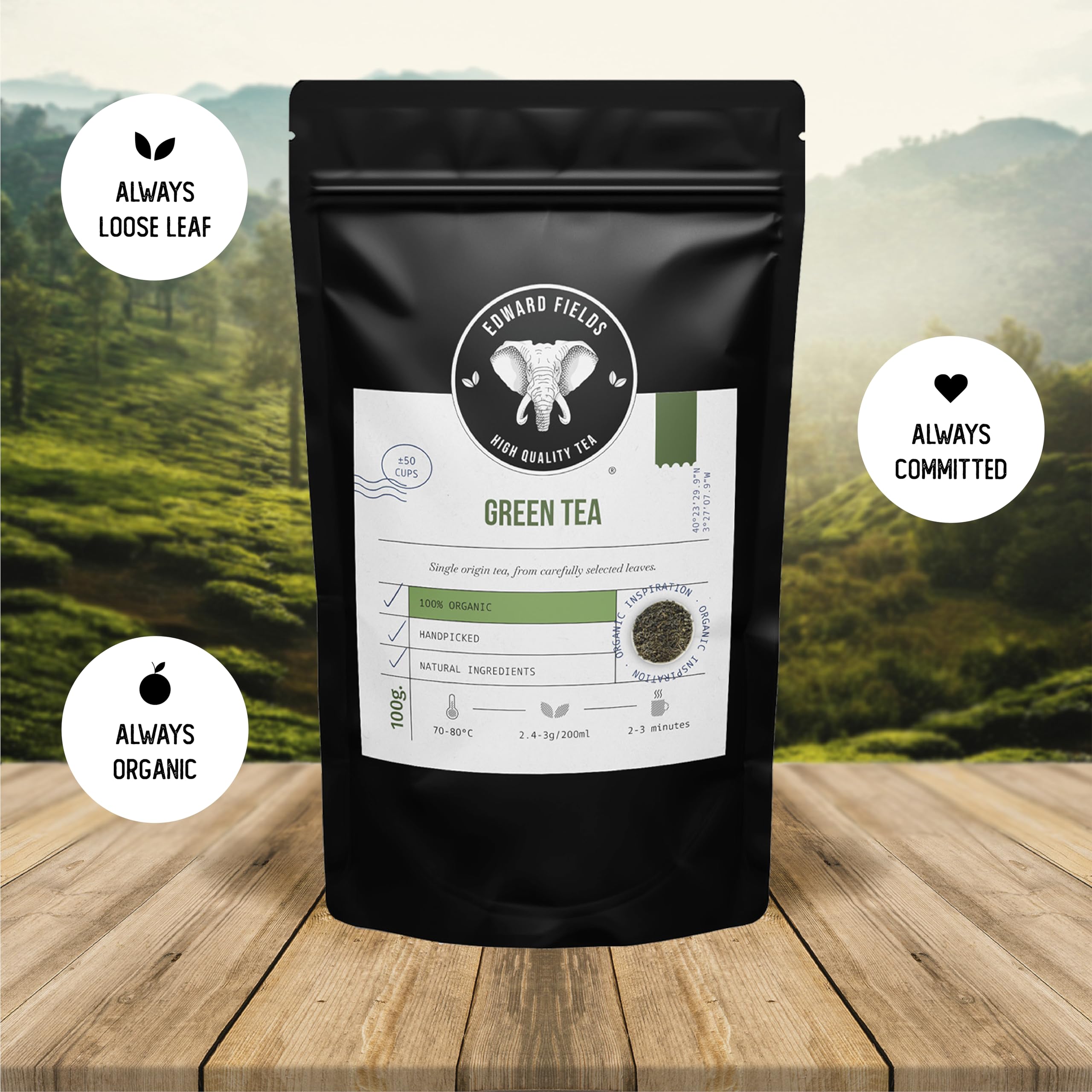 Edward Fields Tea ® - Té blanco orgánico a granel de origen único Vietnam. Té bio recolectado a mano con ingredientes naturales y ecológicos. 100g / 50 tazas