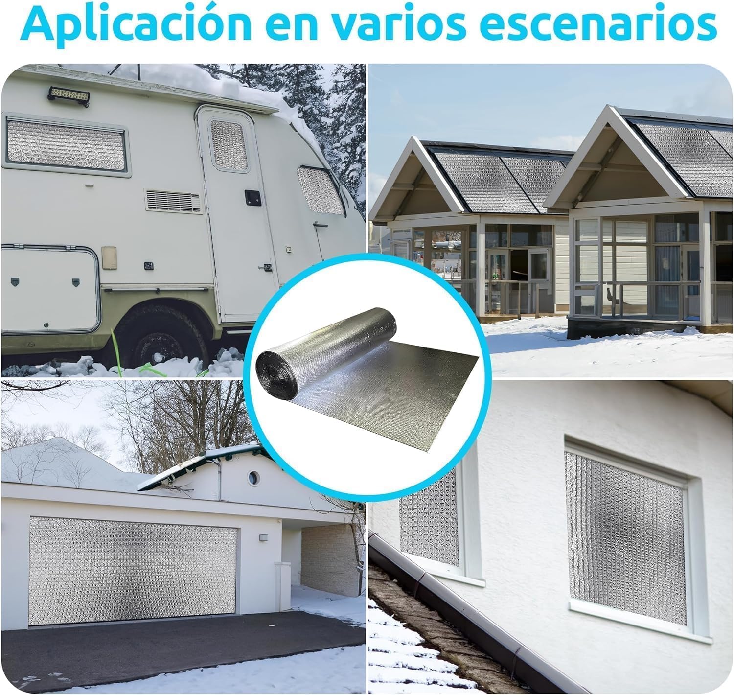 AISLANTE TERMICO MULTIUSOS | Reduce el Frio y el Calor | Rollo Aislante Termico para Ventana, Pared, Suelo, Techo, Coche, Garaje,Camper (2.5x1.20m | 3m² sin cintas)