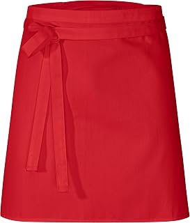 DESERMO 5er Set Premium Schürze 50x80cm (LxB) | Hochwertige Kochschürze-Damen-Herren aus Baumwollmischung | Bequeme Kellnerschürze schützt beim Kochen, Backen | Stoffgewicht 220g/m² (Rot)