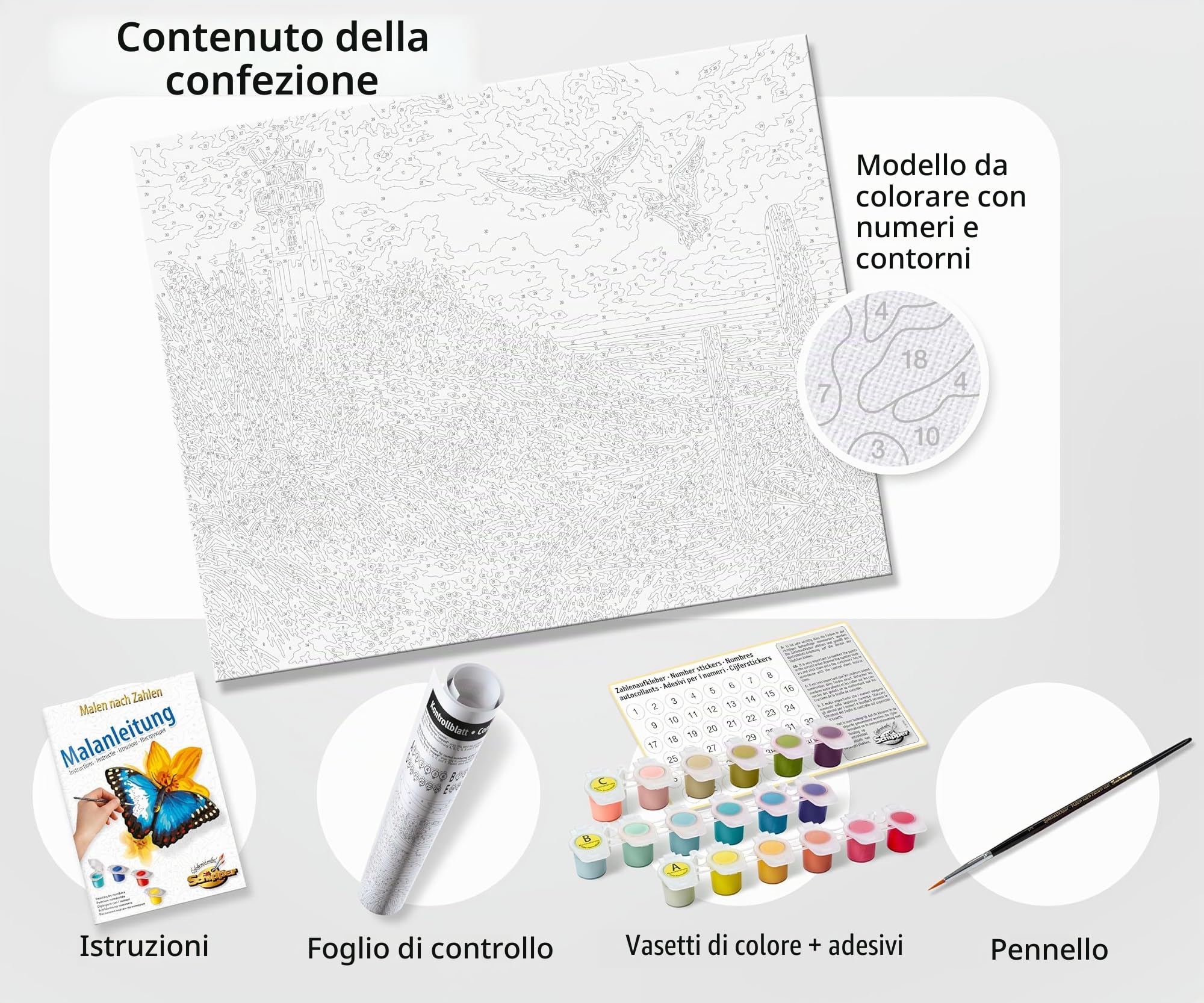 Schipper 609130824 - Dipingere con i Numeri, Prato Floreale, per Adulti, con pennelli e Colori acrilici, 40 x 50 cm