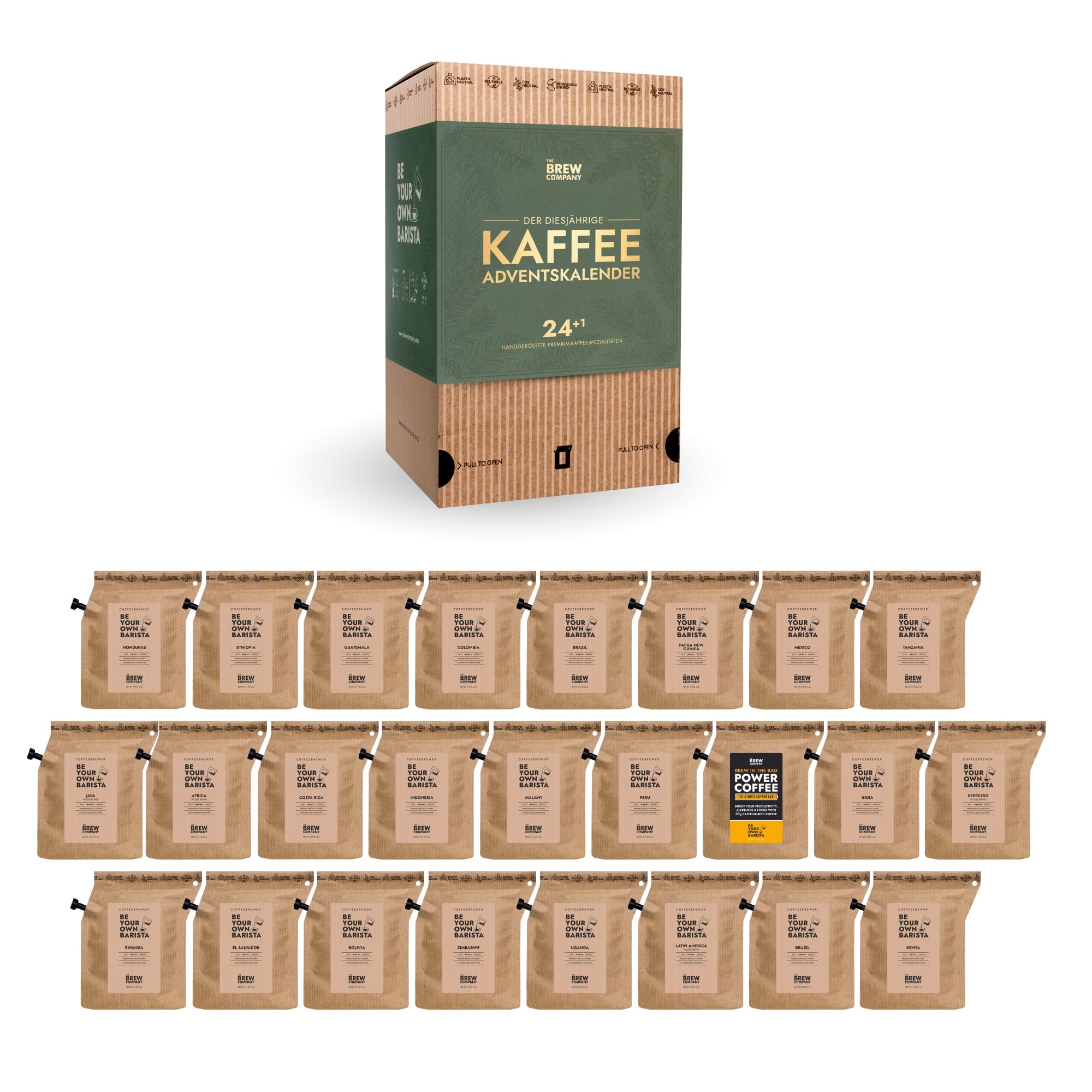 Kaffee Adventskalender 2025 mit 25 Gourmet Kaffees aus Aller Welt - Weihnachtskalender für Erwachsene