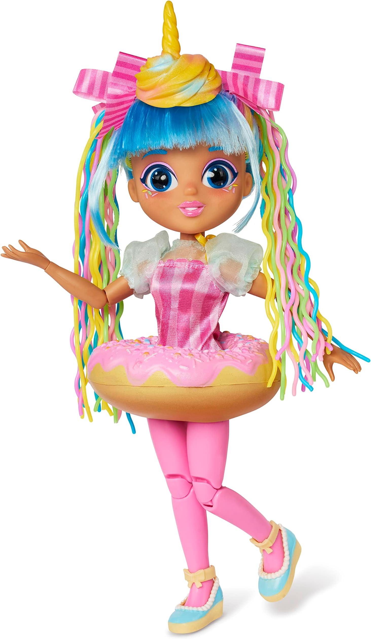 Sunny Days Entertainment Fidgie Friends Unicorn Sprinkles โ Stretchy Noodle Hair with Slow Foam Donut Skirt | 10.5 Inch Fashion Doll with Fidgets | Sensory Toys for Kids
