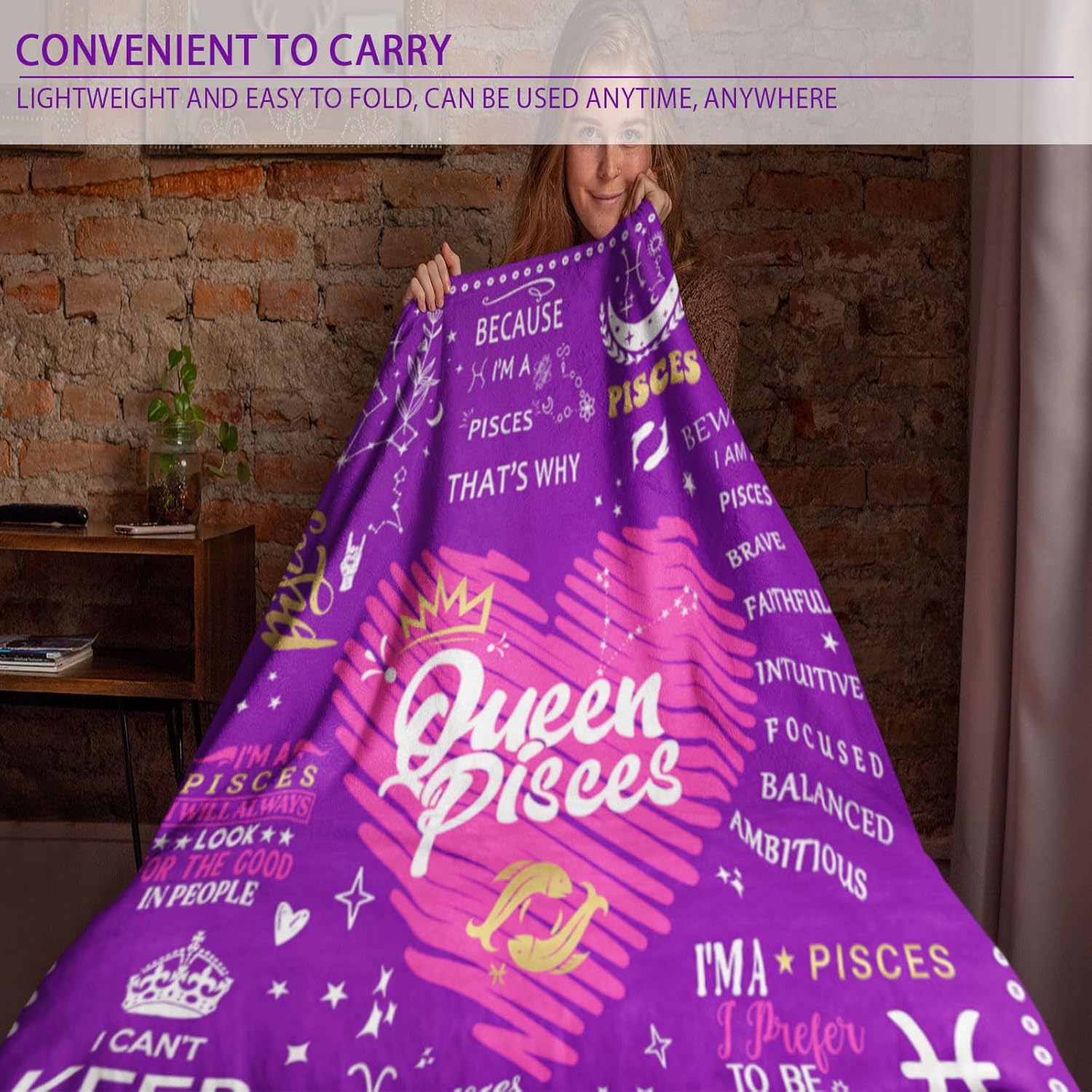 Pisces Gifts, Pisces, Pisces Gifts for Women, Pisces Blanket, Pisces Gift Birthday Gifts for Women Throw Blankets 50"" × 60"", Purple (Pisces Gifts)