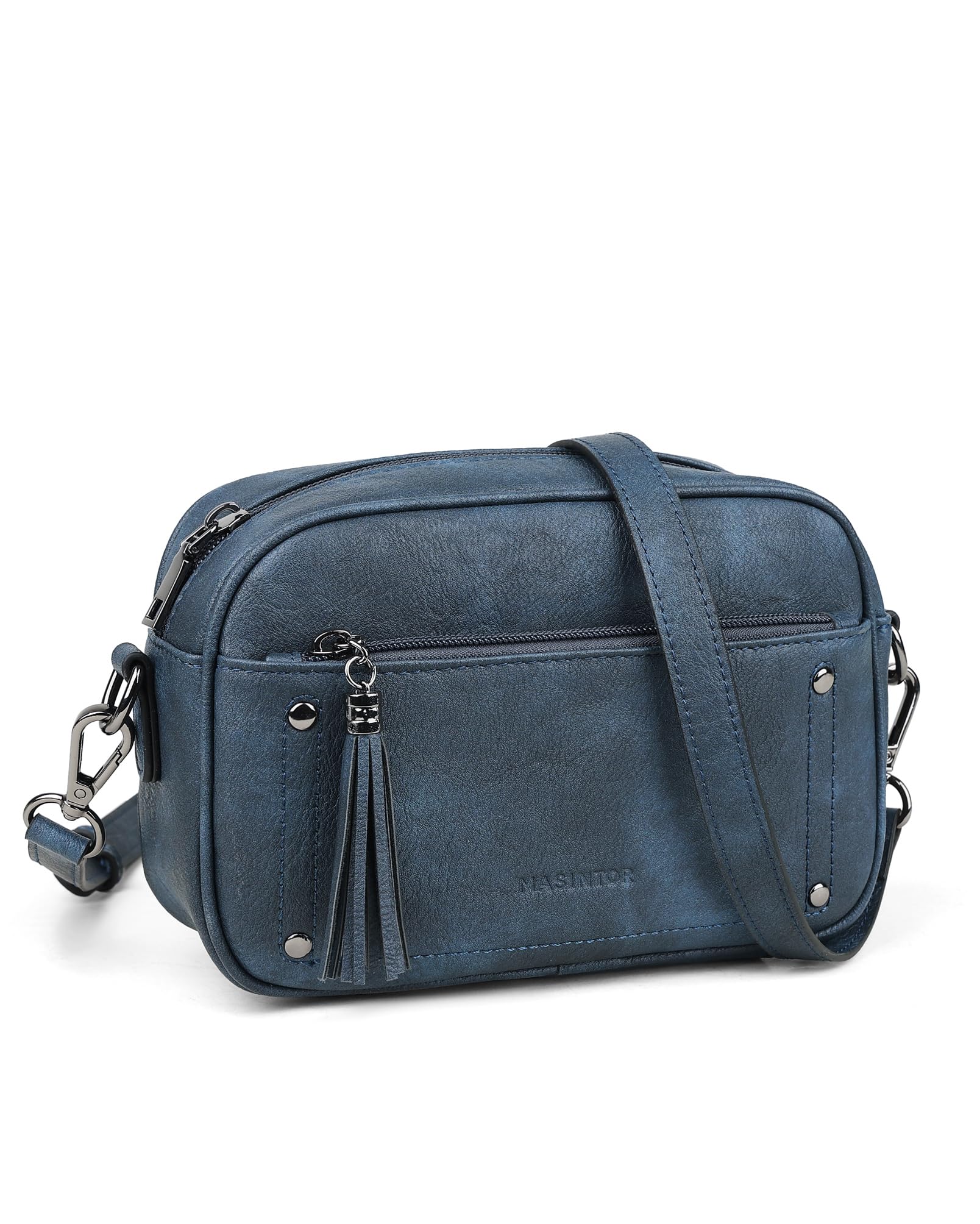 MASINTOR Crossbody Purses for Women Vegan Leather, Travel Purse Shoulder Handbag with Adjustable Strap and Tassel