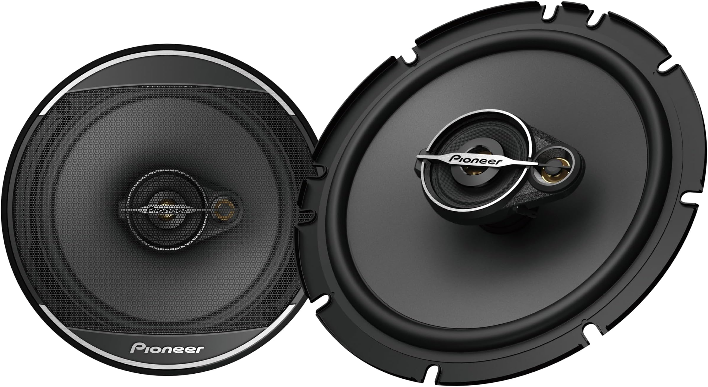 Pioneer TS-A1671F 6.5" 3-Way Coaxial Speaker Set of 2 Speakers (320W Max., 70W Sine Each), Powerful Sound, High Efficiency, 48mm Installation Depth, 144mm Installation Cutout, with Grille