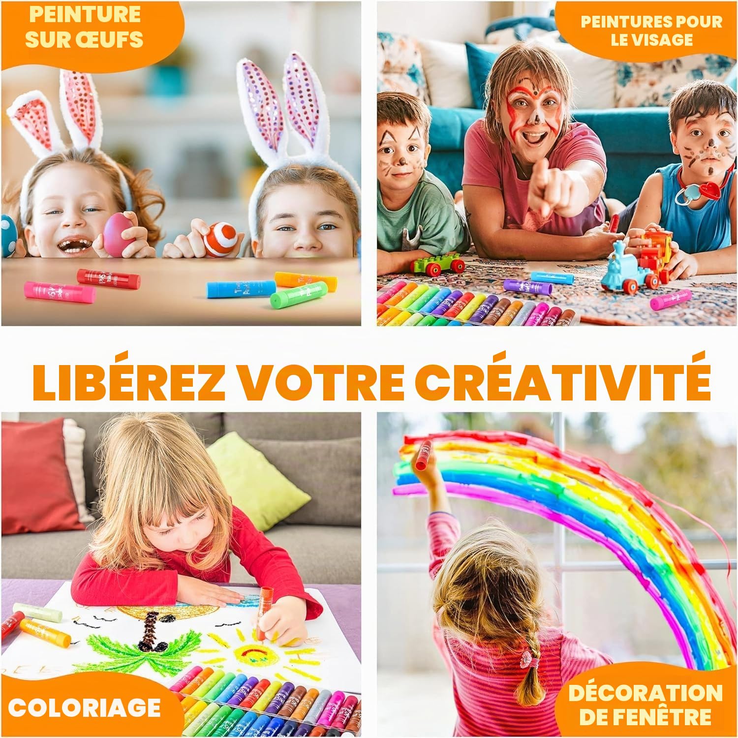 Shuttle Art Peinture Enfant, 30 Couleurs Vives, Stick de Peinture Gouache Non Toxique, Séchage Rapide, Idéal pour Papier Bois Céramique Toile, Kit Peinture Enfant pour Débutants et Artistes