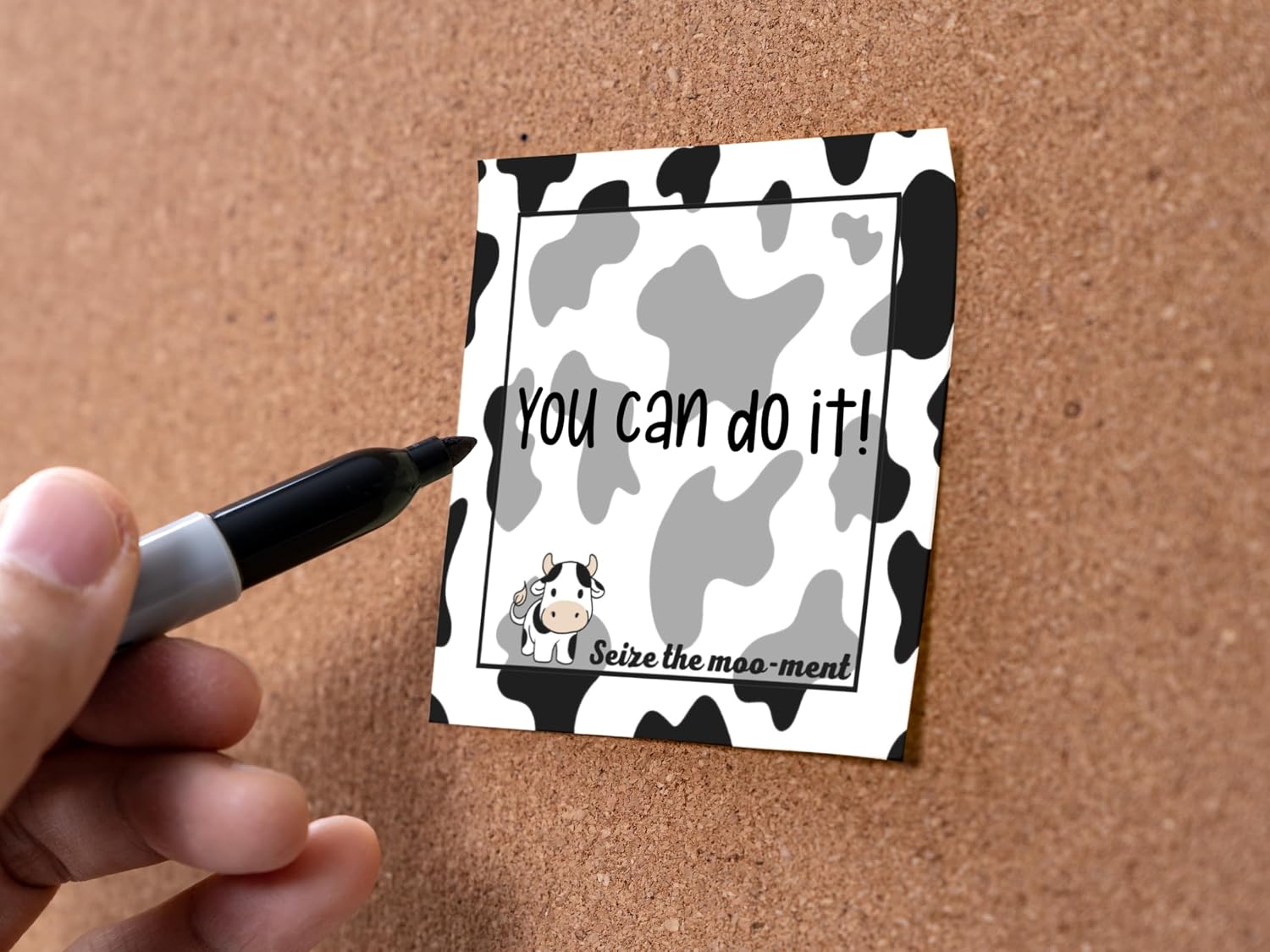 Butler in the Home Sticky Notes 12 Pack 3"x3" 50 Sheet Count Per Pad, Seize the Moo-Ment Cow, Cute Funny Memo Note Pads Stationery Journal Planner Paper