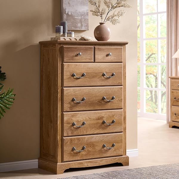 T4TREAM Drawers Dresser Chests for Bedroom, Wood Vintage Chests of Drawers, Rustic Dressers Chset Organizer for Bedroom,