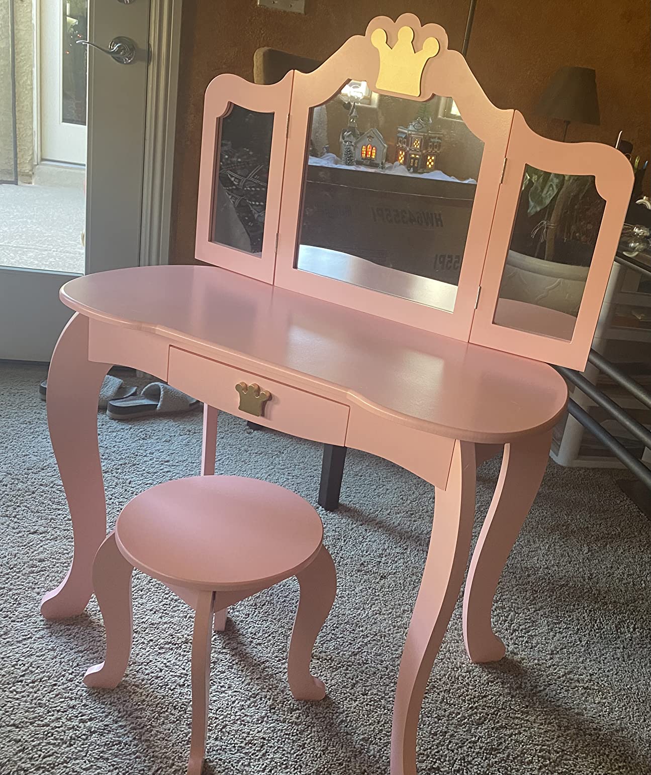 19/mo Finance Costzon Kids Vanity Table and Chair Set, Princess