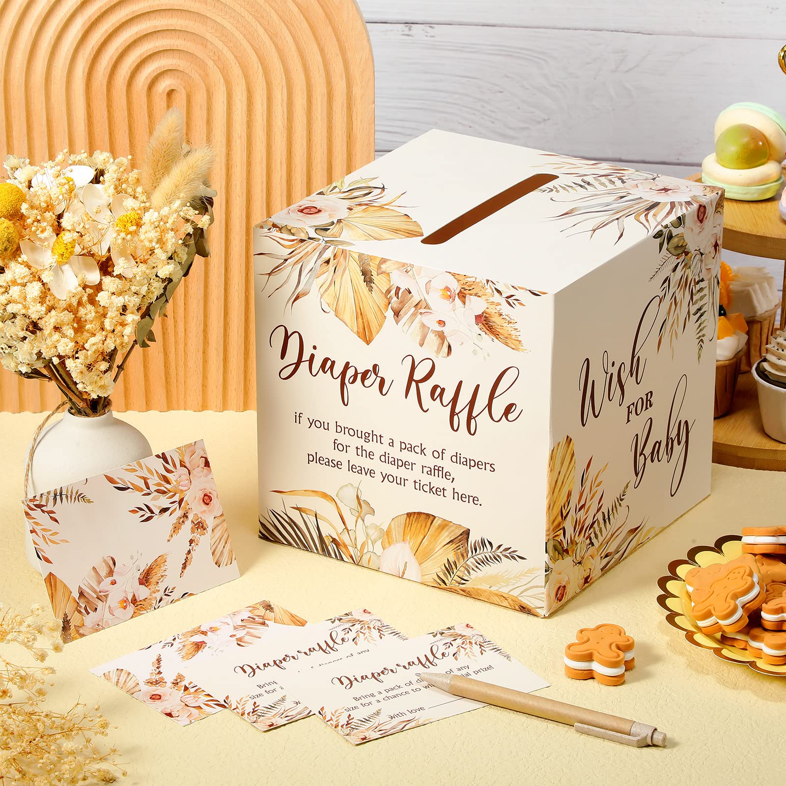 Snapklik.com : Teling 51 Pcs Boho Floral Diaper Raffle Tickets