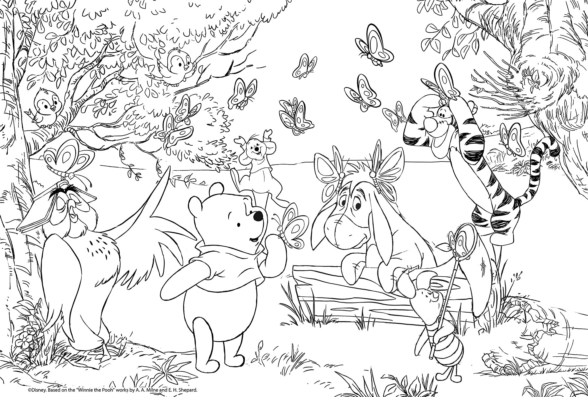 Lisciani Puzzle Maxi Floor para niños de 24 piezas 2 en 1, Doble Cara con reverso para colorear - Disney Winnie el Oso 86665