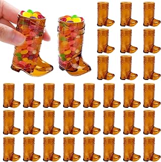 Aodaer 36 Pieces 1 OZ Brown Cowboy Boot Shot Glasses Mini Plastic Boot Shot Cups Western Cowboy Glasses Reusable Beer Mugs for Cowgirl Party Decorations Birthday Bachelorette Party Favors