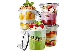 Overnight Oat Containers with Lids, Leak Proof Plastic Storage Jars