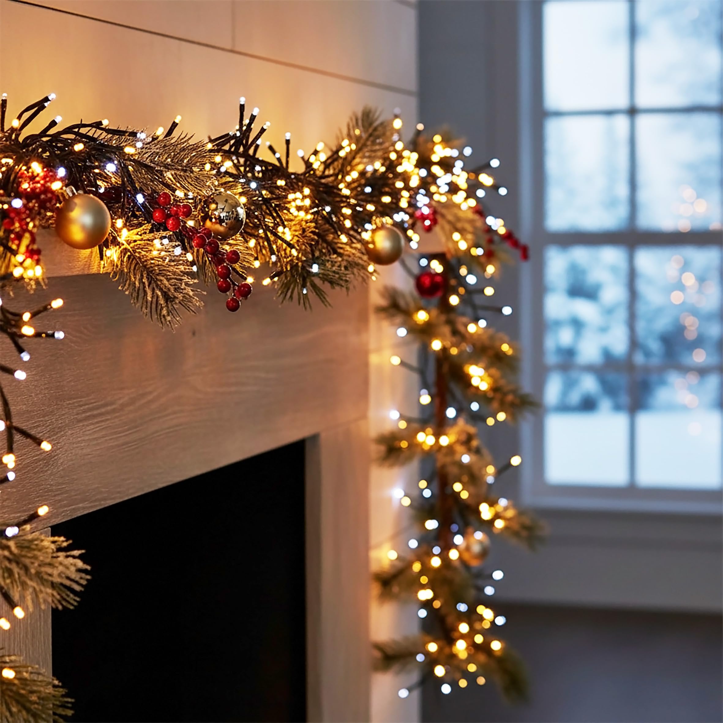 Spetebo LED Büschel Lichterkette kalt/warm weiß LED Mix - 3000 LED / 22 m- Cluster Lichterkette mit 8 Funktionen und Speicherchip - Weihnachtsbaum Lichter Deko für Innen und Außen (22,0m / 3000 LED)