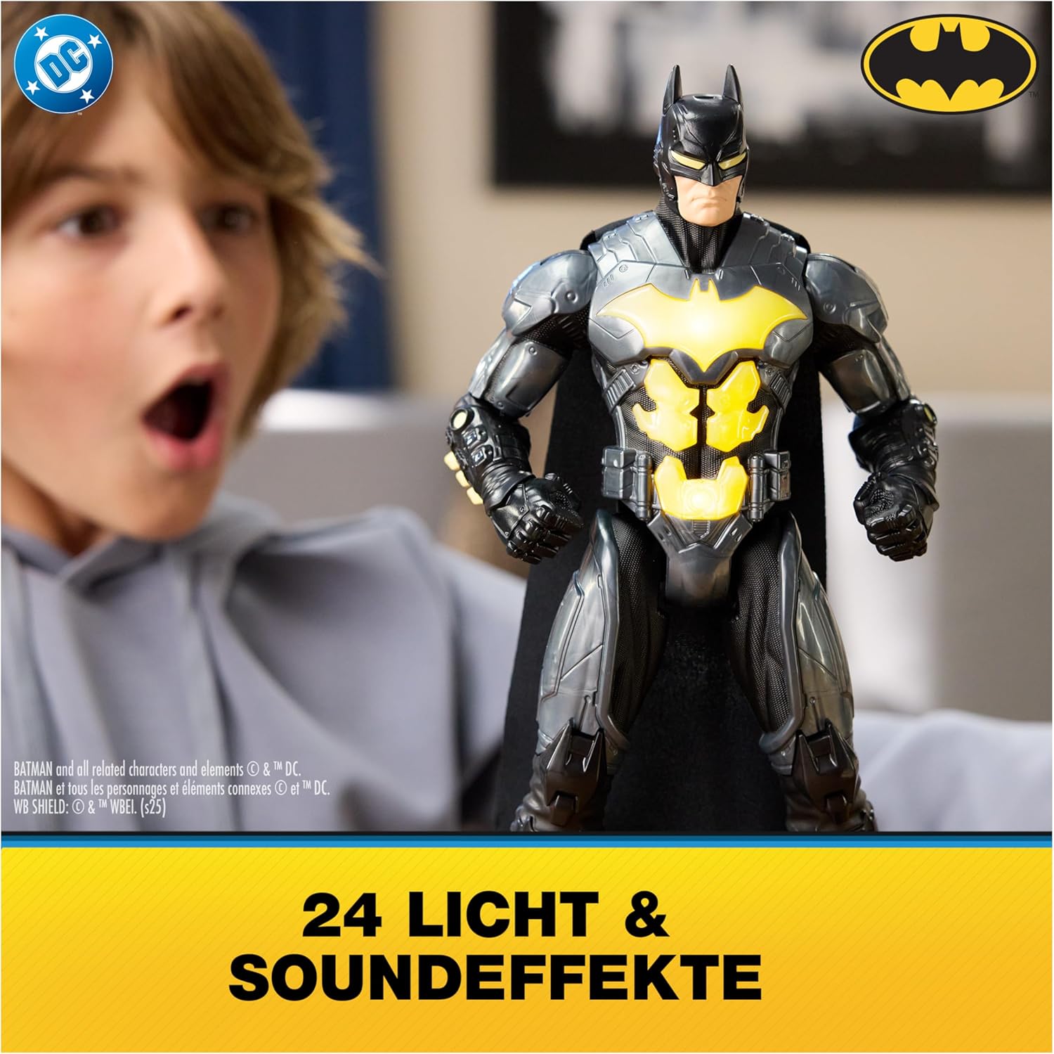 DC Comics, Batman Night Flare 12" Light Up Action Figure with 24 Sounds & Phrases, Super Hero Kids Toys for Boys & Girls Ages 4 & Up, Batteries Included
