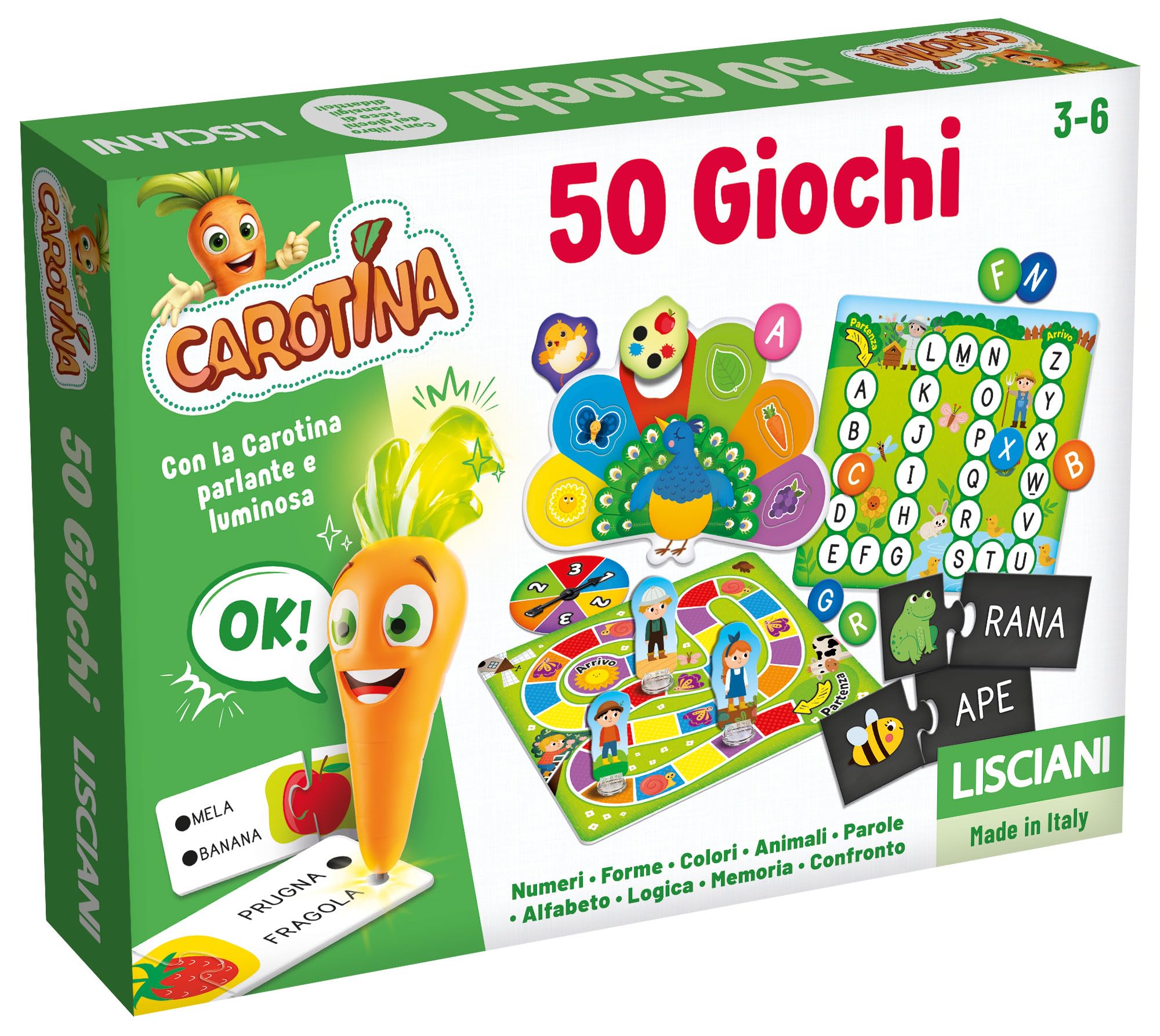 Liscianigiochi Carotina 50 Giochi Per Bambini, Multicolore, 76710, 3-​6 anni