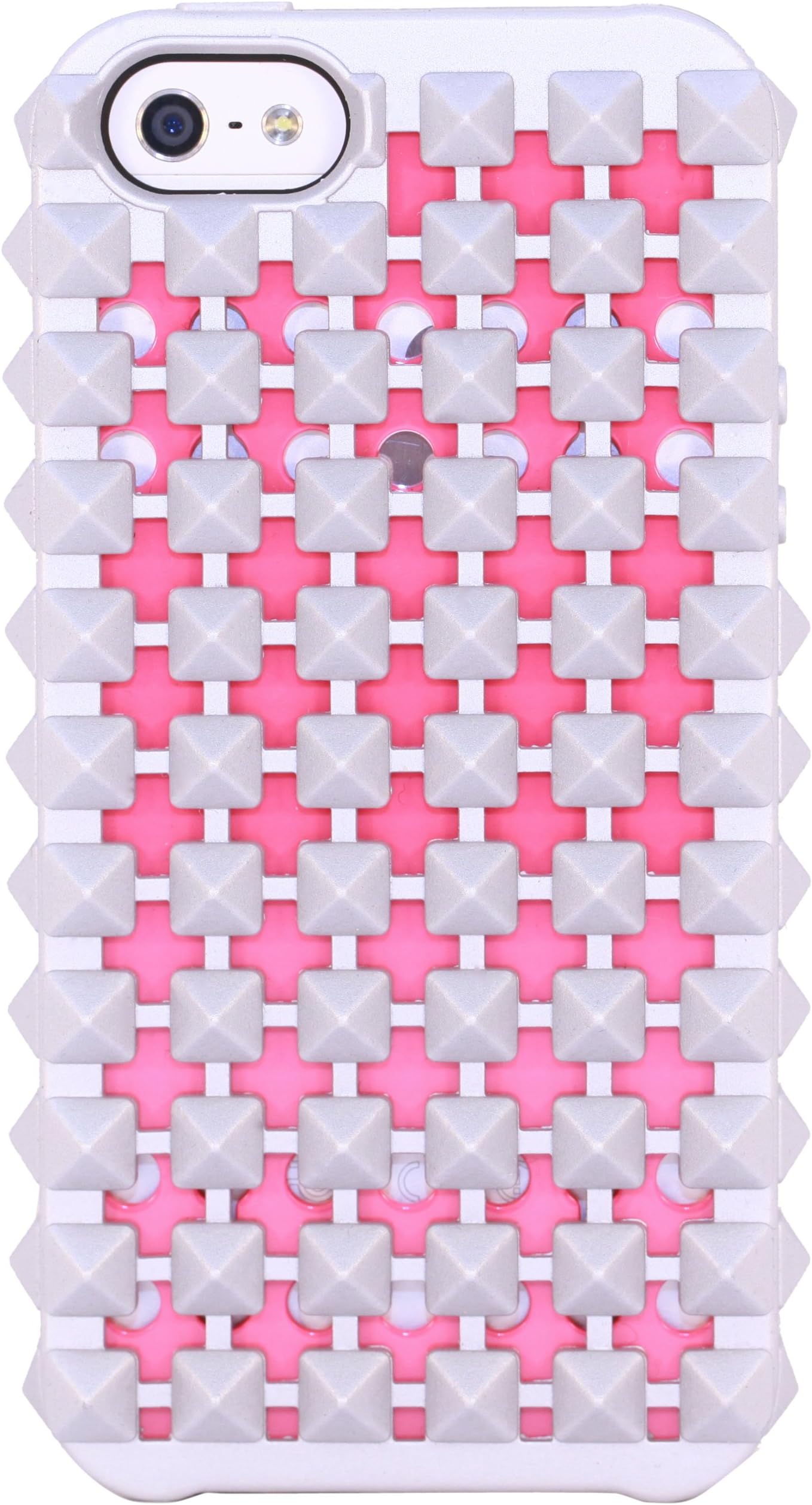 BoostcaseBCHSTRGIP5-MSC Hybrid Snap Case and Attachable Studded Jacket for iPhone 5 - Retail Packaging - Metallic Silver and Coral