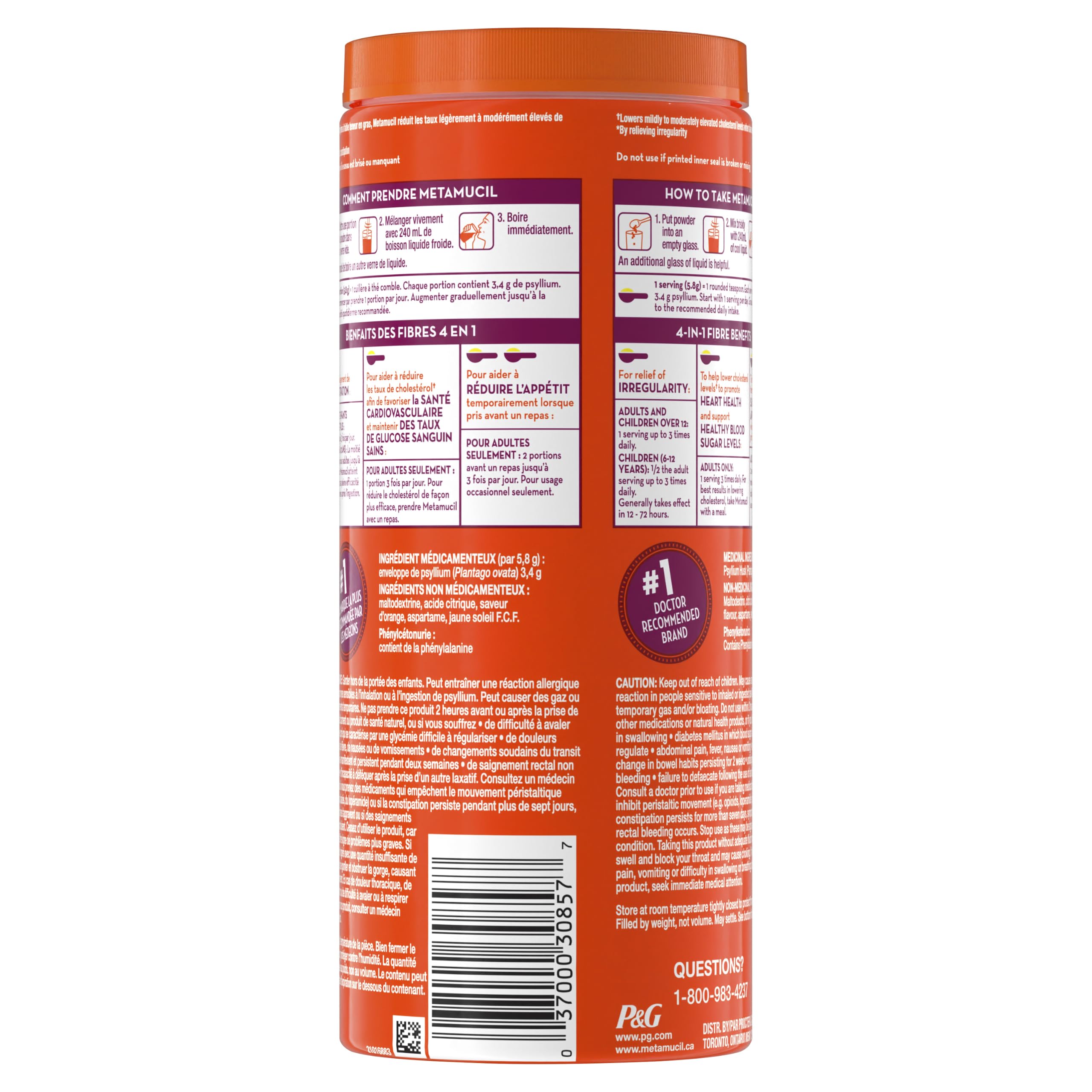 Metamucil 4-in-1 Psyllium Husk GLP-1 Friendly Fiber Supplement, Sugar-Free, 72 teaspoons, Orange Flavored, Daily Fiber Powder for Digestive Health, made with Plant-Based Psyllium Husk Fiber — Amazon image 11