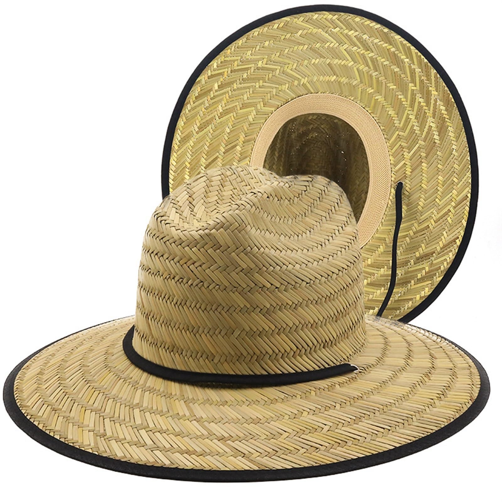 YGLEEULI Straw Hat Classic Handwork Women Men Lifeguard Hat Straw Summer Beach Sun hat Outdoor Summer Wide Brim Straw Womens Summer Hat