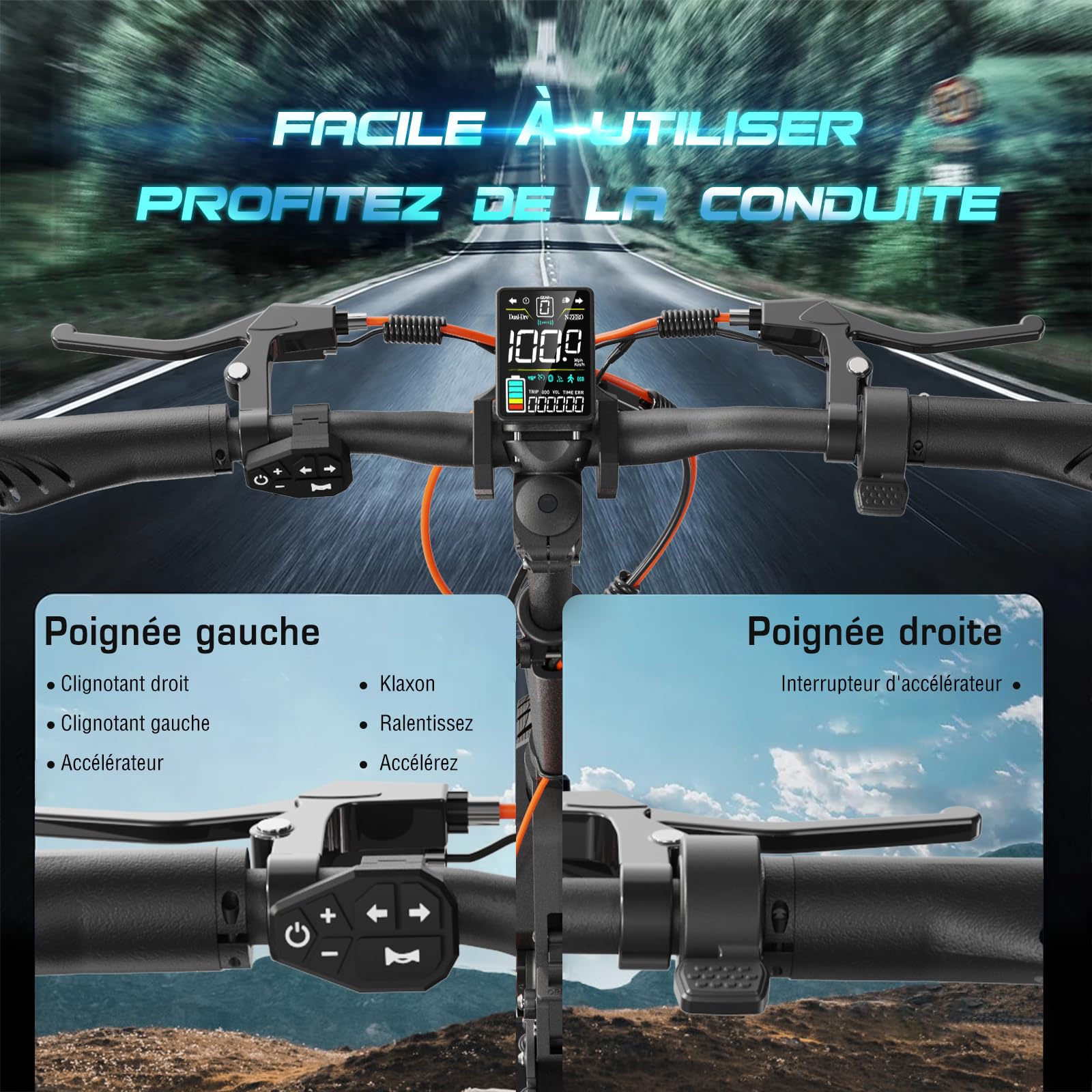 S5-Z Trottinette Electrique Adulte Professionnelle Moteur 600W (800W Puissance Pointée) 48V 13Ah Autonomie 50-65km Suspension Double Pneus Tout Terrain 10 Pouces Trotinette Electrique pour Travail