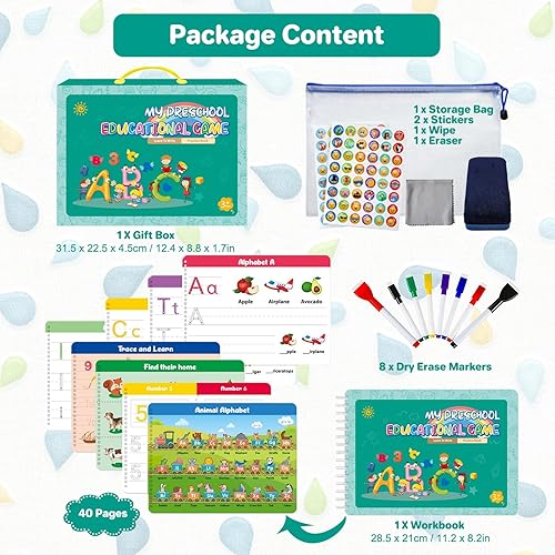 Miniatura 3 de Libro de práctica de escritura a mano para niños, actividades de aprendizaje preescolar para niños pequeños, 40 páginas, libros de trabajo de