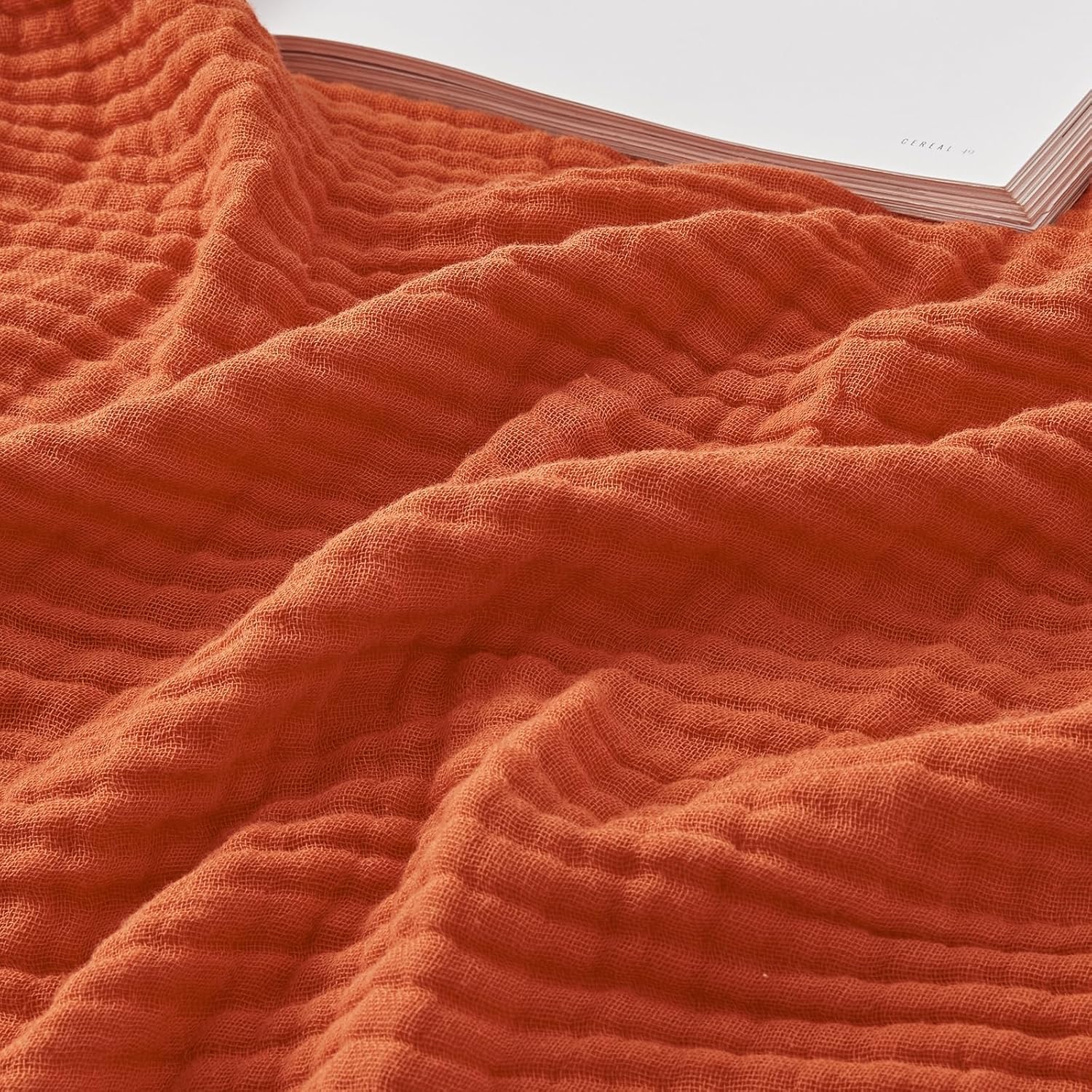 EMME Cotton Muslin Twin XL Blanket Breathable Gauze Soft Lightweight Adults Gifts for Women (Heather Orange Rust, 152x203cm) โ image 1