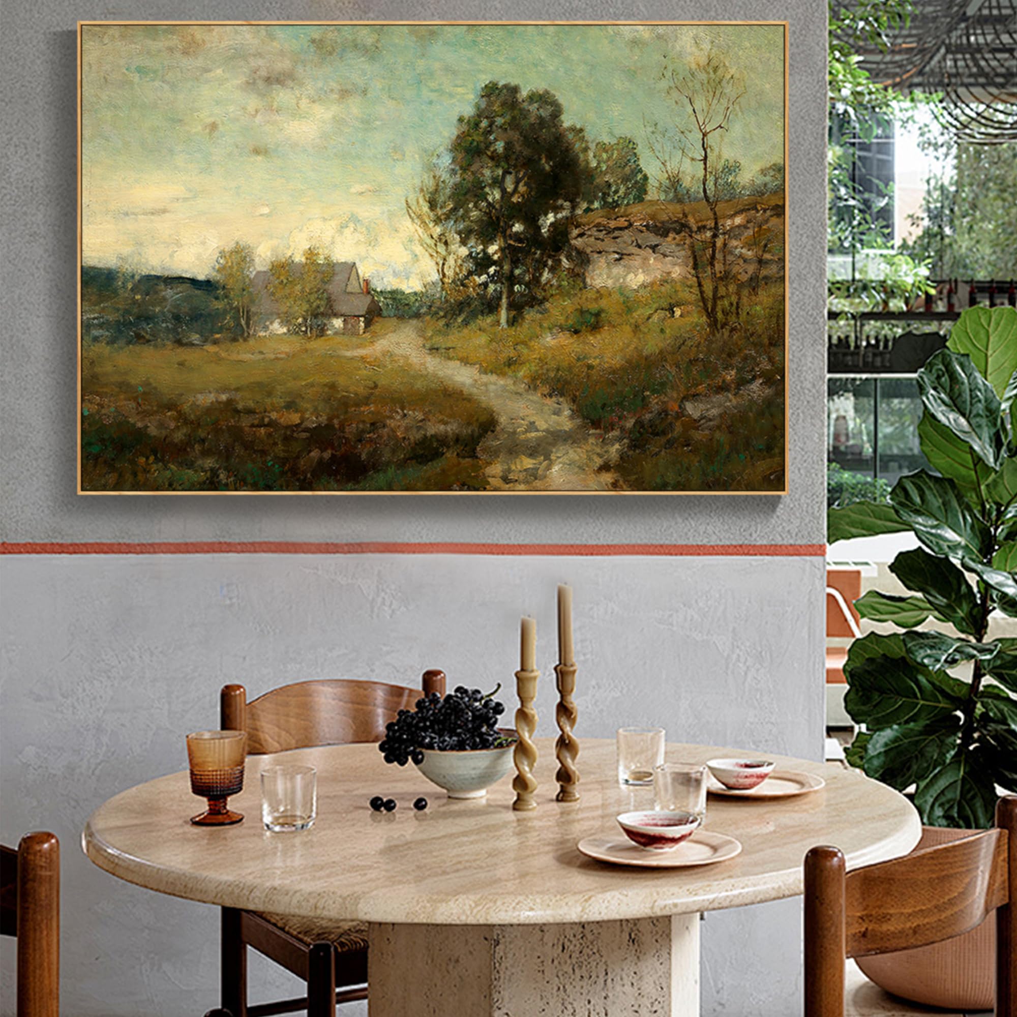 Quadro Su Tela Con Cornice In Legno ZUITINGHUA – Paesaggio 60x120 Cm – Arte Moderna Per Soggiorno E Camera Da Letto – Stampa Giclée Pronta Da Appendere