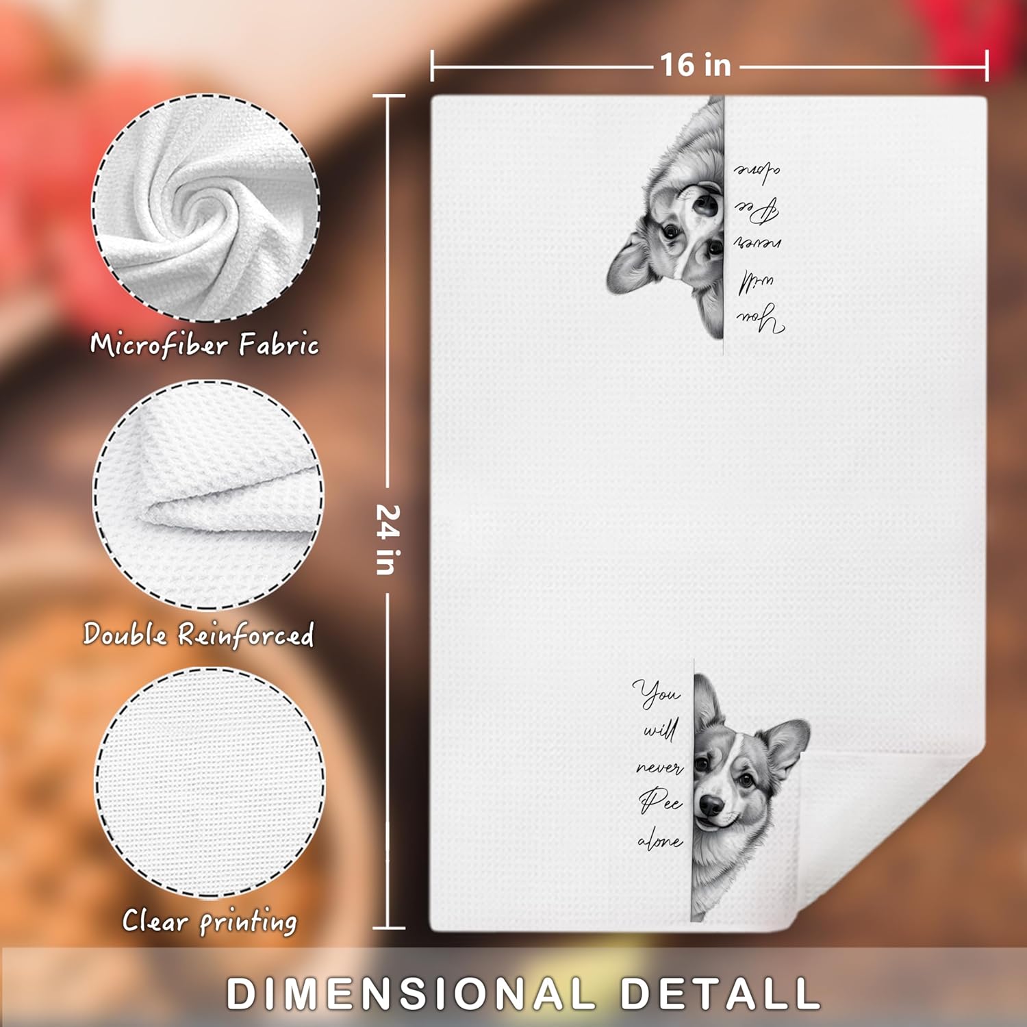 Corgi Dog Hand Towels for Bathroom Decor,Corgi Gifts for Corgi Lovers,Black and White Dog Decorative Hand Towels for Washroom Restroom,16x24 Inch - Image 2