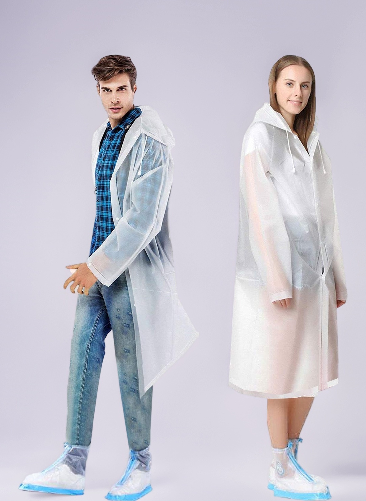 Waterproof Portable Raincoat,Clear and Reusable Rain Resistant Poncho with Hoods and Sleeves for Travel, Festivals, Outdoors,Mountaineering(2pack)