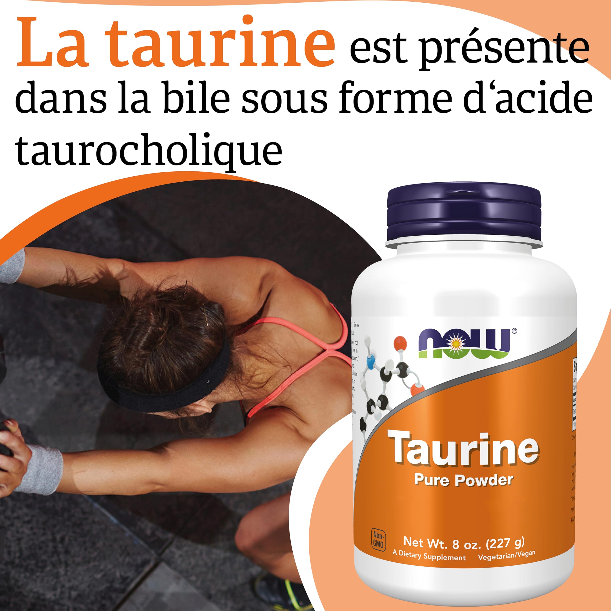 Now Foods, Taurine, Forme Libre, 227g Poudre végétalienne, Testé en Laboratoire, Sans Soja, Sans Gluten, Sans OGM, Végétarien