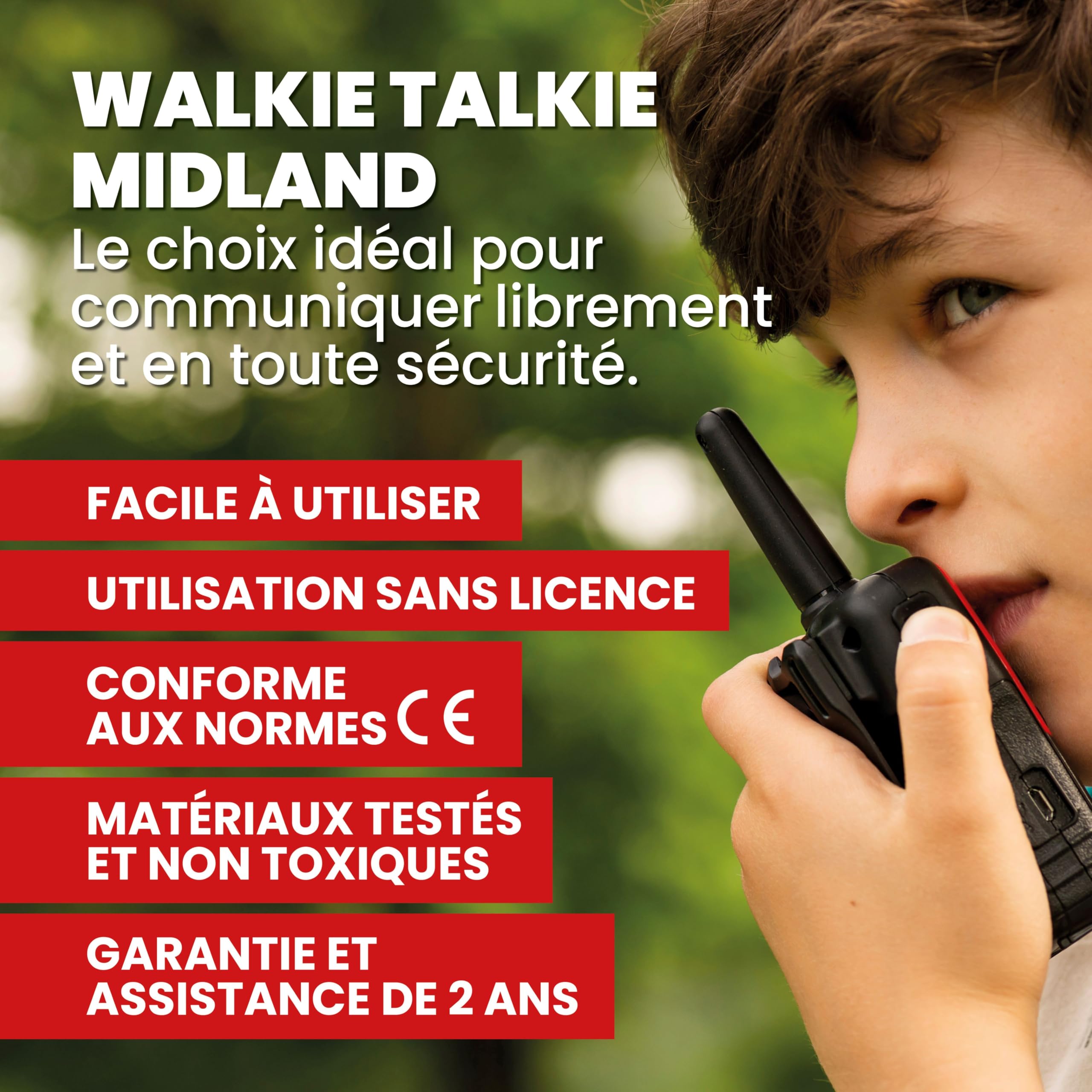 Midland - Talkie Walkie 4Km Professionnel XT10, 2 Radio Récepteur Émetteur Entry Level Chasse, Outdoor et Randonnée, 16 Canaux PMR446 sans Licence, 38 Tons CTCSS, VOX, SCAN, 2 Clips de Ceinture Inclus