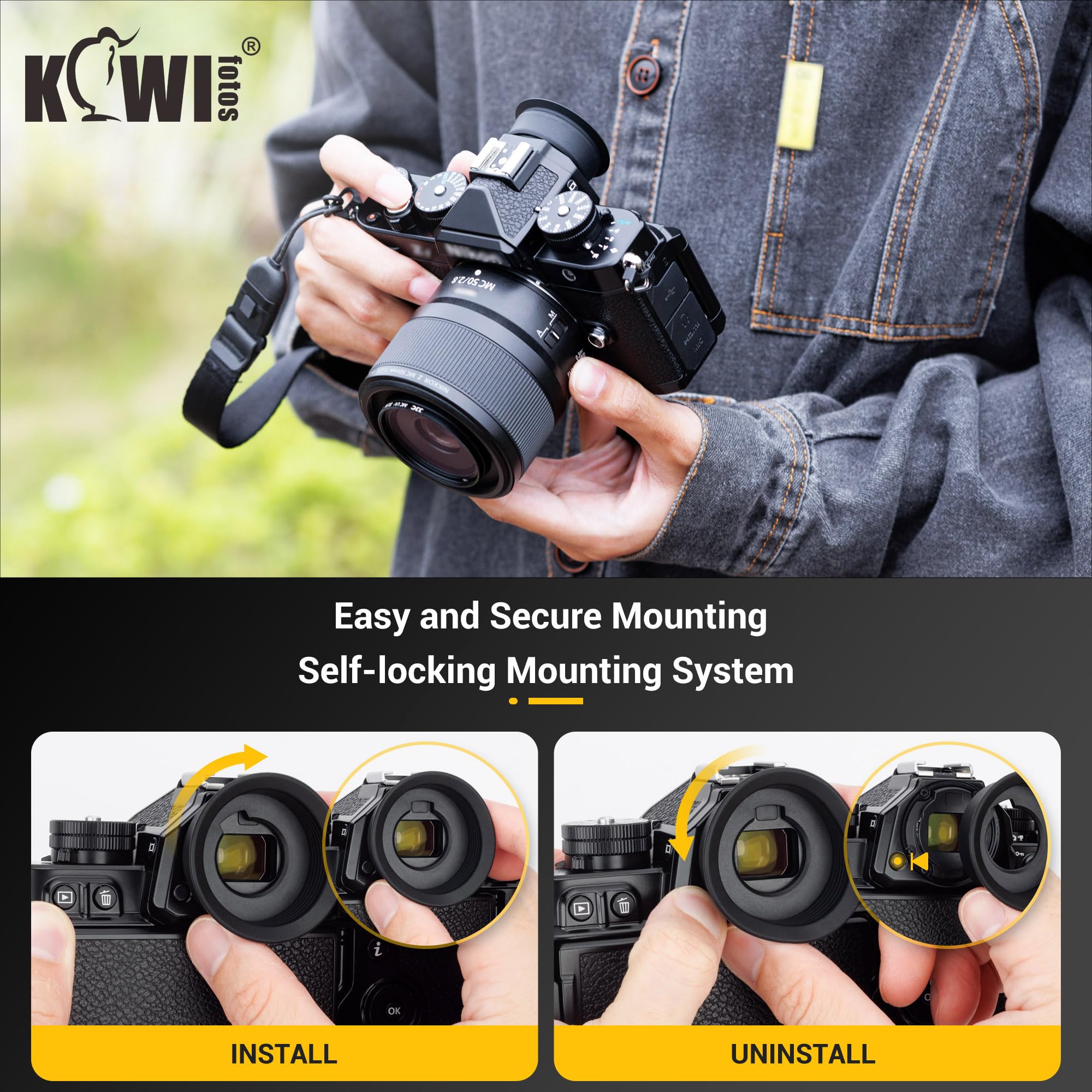 KIWIFOTOS DK33 Oeilleton Oculaire pour Nikon Z9 Z8 Appareil Photo, Protecteur de Viseur en Silicone Souple Remplace Nikon DK-33 Oculaire en Caoutchouc