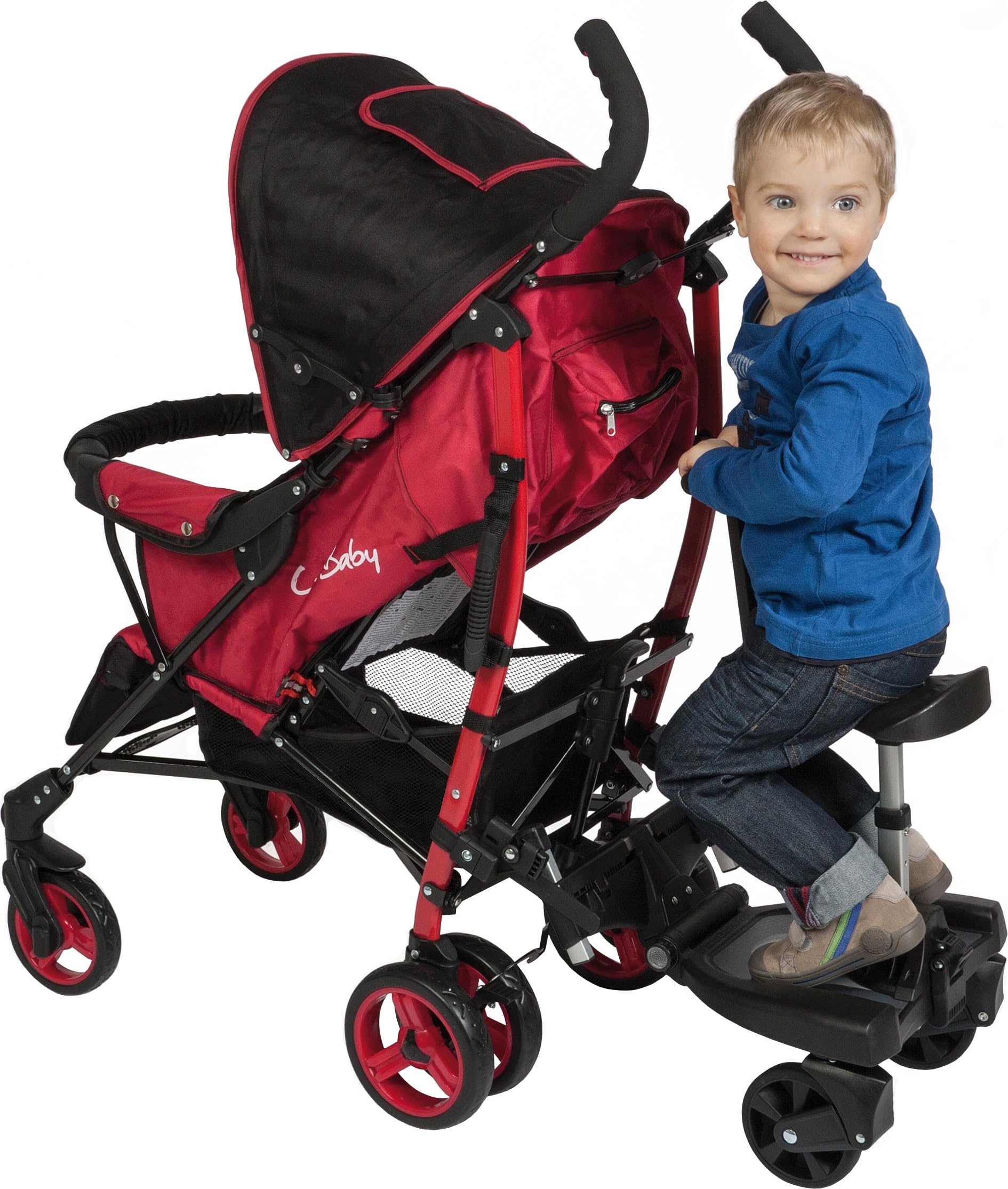 Fillikid Buggy-Board 180° mit 3fach verstellbaren Sitz | Filliboard Mitfahrbrett | Mitfahrbrett universal für Kinderwägen & Buggies & Sportwagen