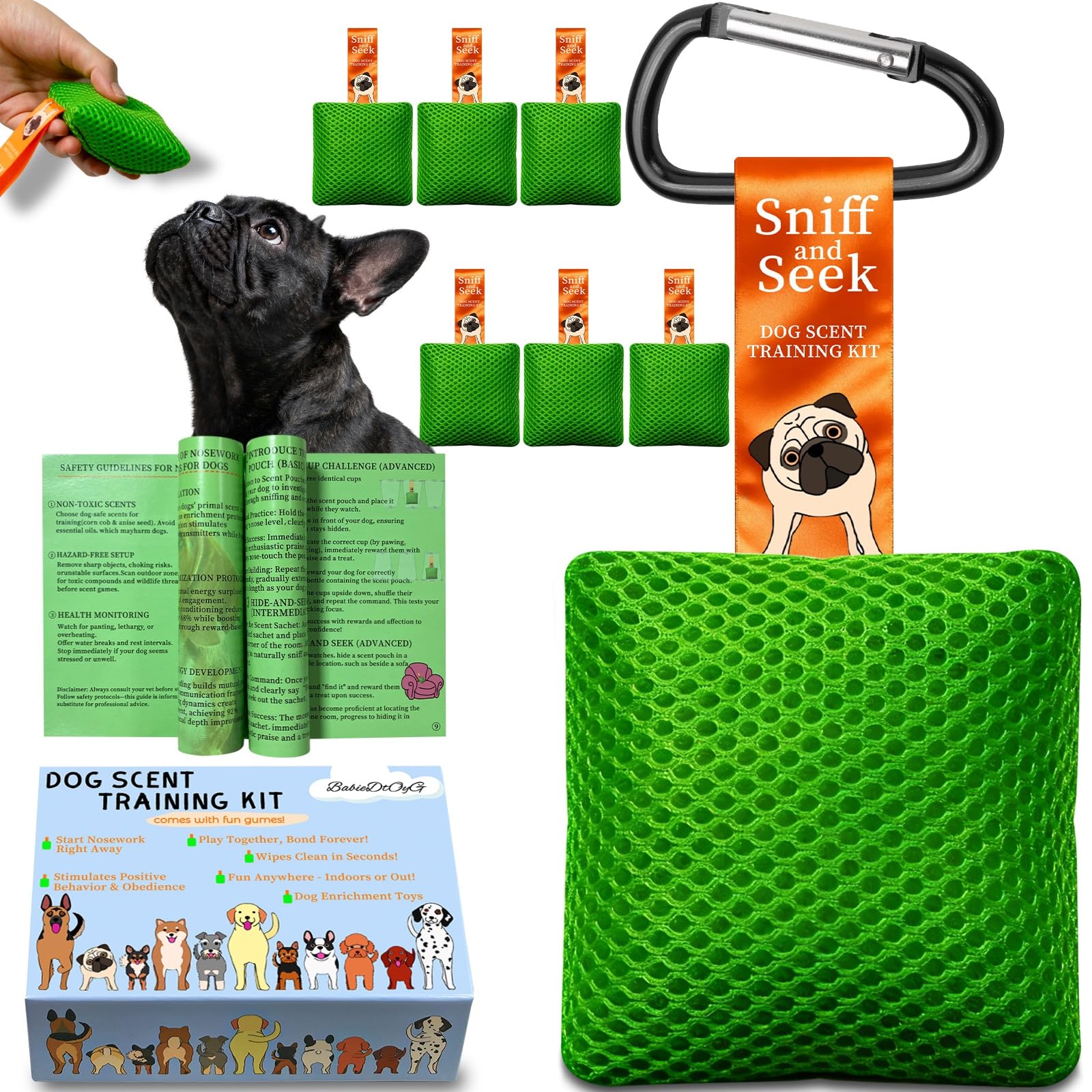 Kit de Entrenamiento de Aroma para Perros, Juegos cerebrales para Perros, Juguetes para esconderse y Buscar, Juegos para Perros, Divertido Trabajo de Nariz para Perros, Juguetes para