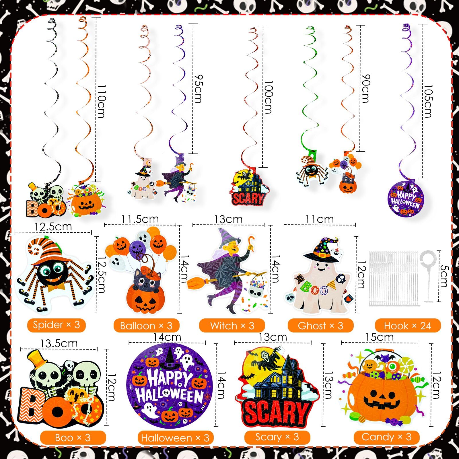 Paper Hanging Swirls Decorations for Halloween Party 24 Pack Paper Streamers Ceiling Decor - Image 2