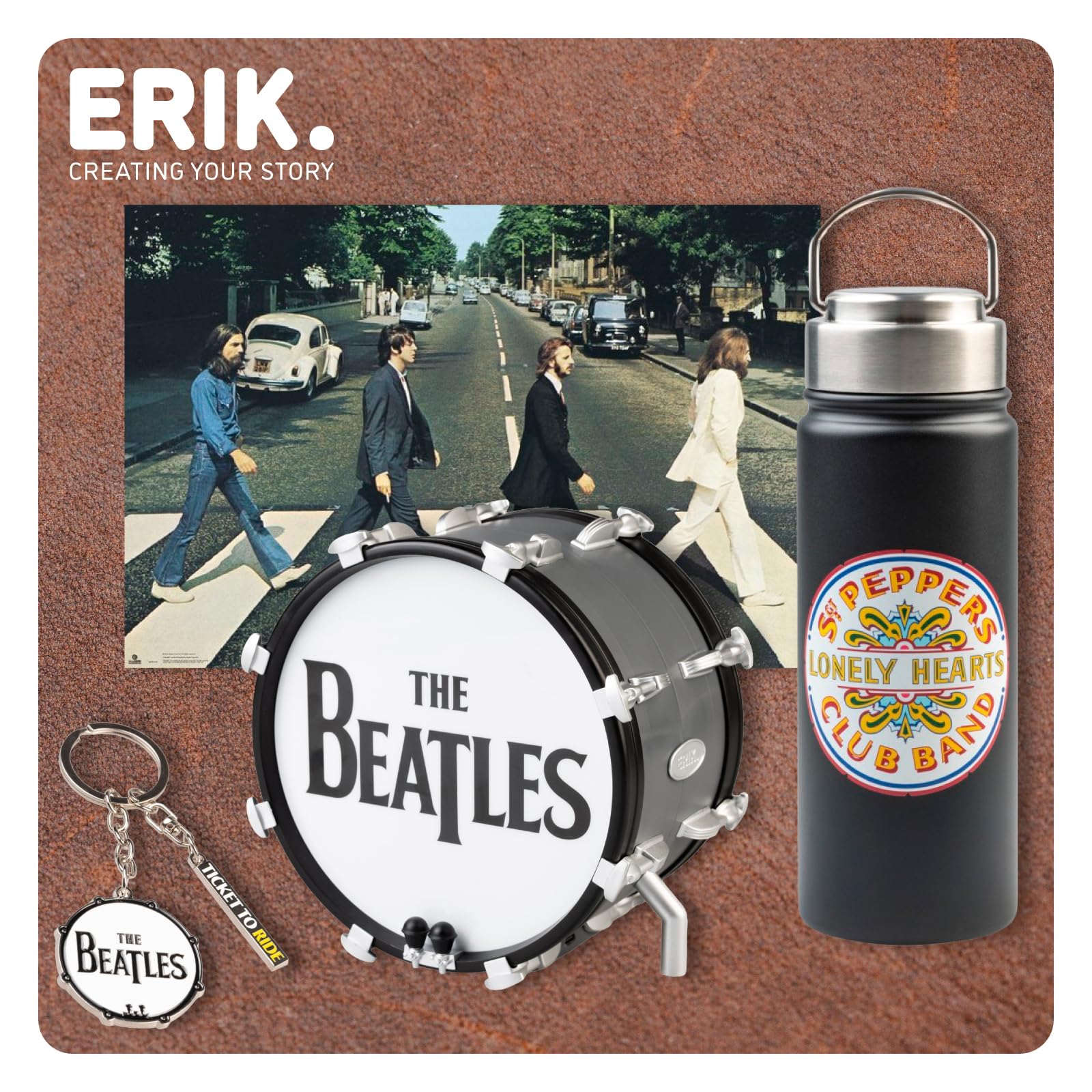 Grupo Erik Lampara The Beatles - Lampara escritorio: Figura con LUZ LED (USB/Pilas) Regalos originales - Decoracion Habitacion para amantes de Música Rock - Beatles merchandising
