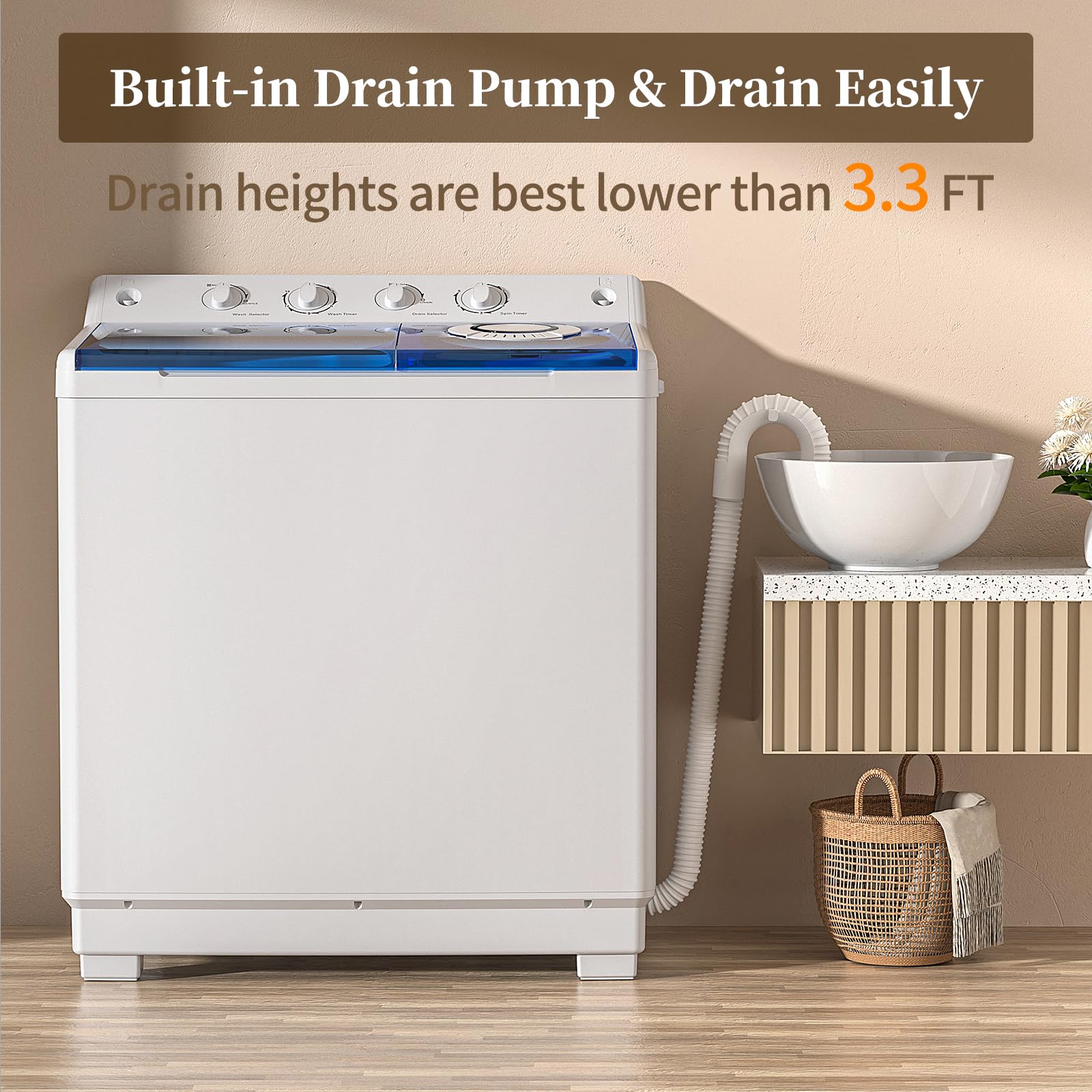 Amazon.com: VCJ Portable Washing Machine, Twin Tub Washing