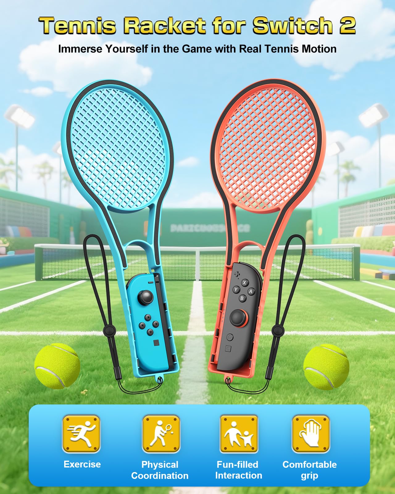 Confezione da 2 racchette da tennis per switch 2