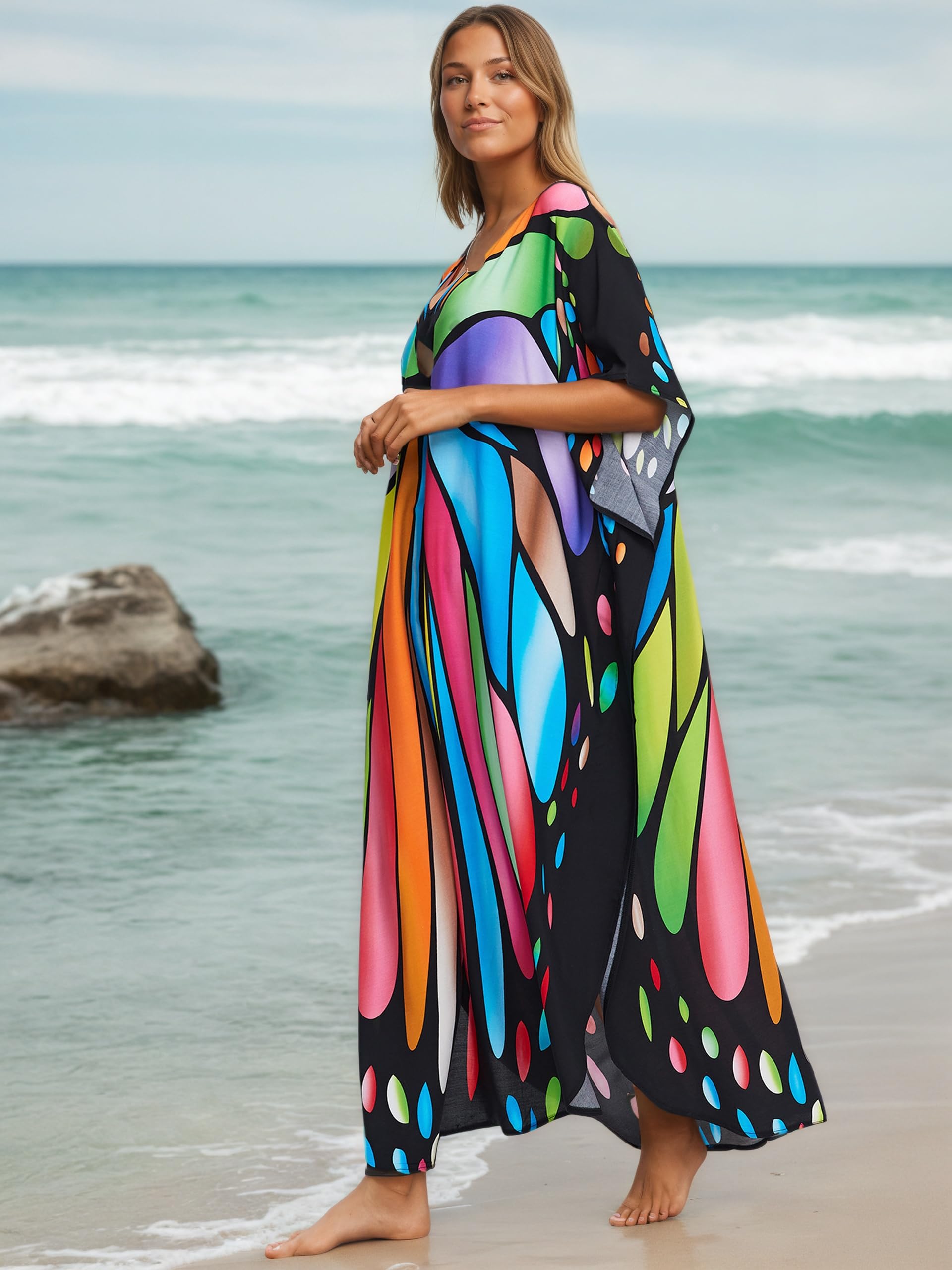 Vestidos caftán de talla grande, caftanes para mujer, talla única, US S-4XL