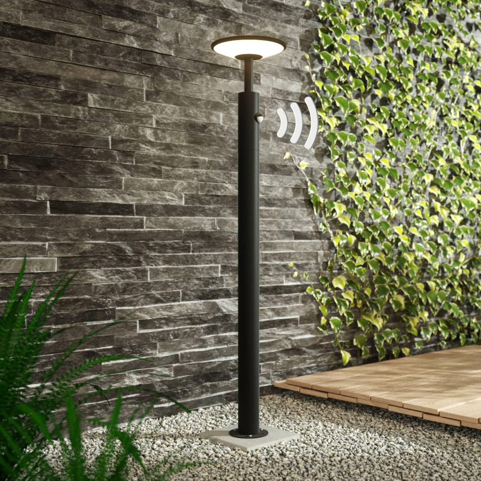 Lucande LED Wegeleuchte/Pollerleuchte mit Bewegungsmelder, Wegelampe strahlwassergeschützt IP65 Aussenleuchte 100 cm 13W